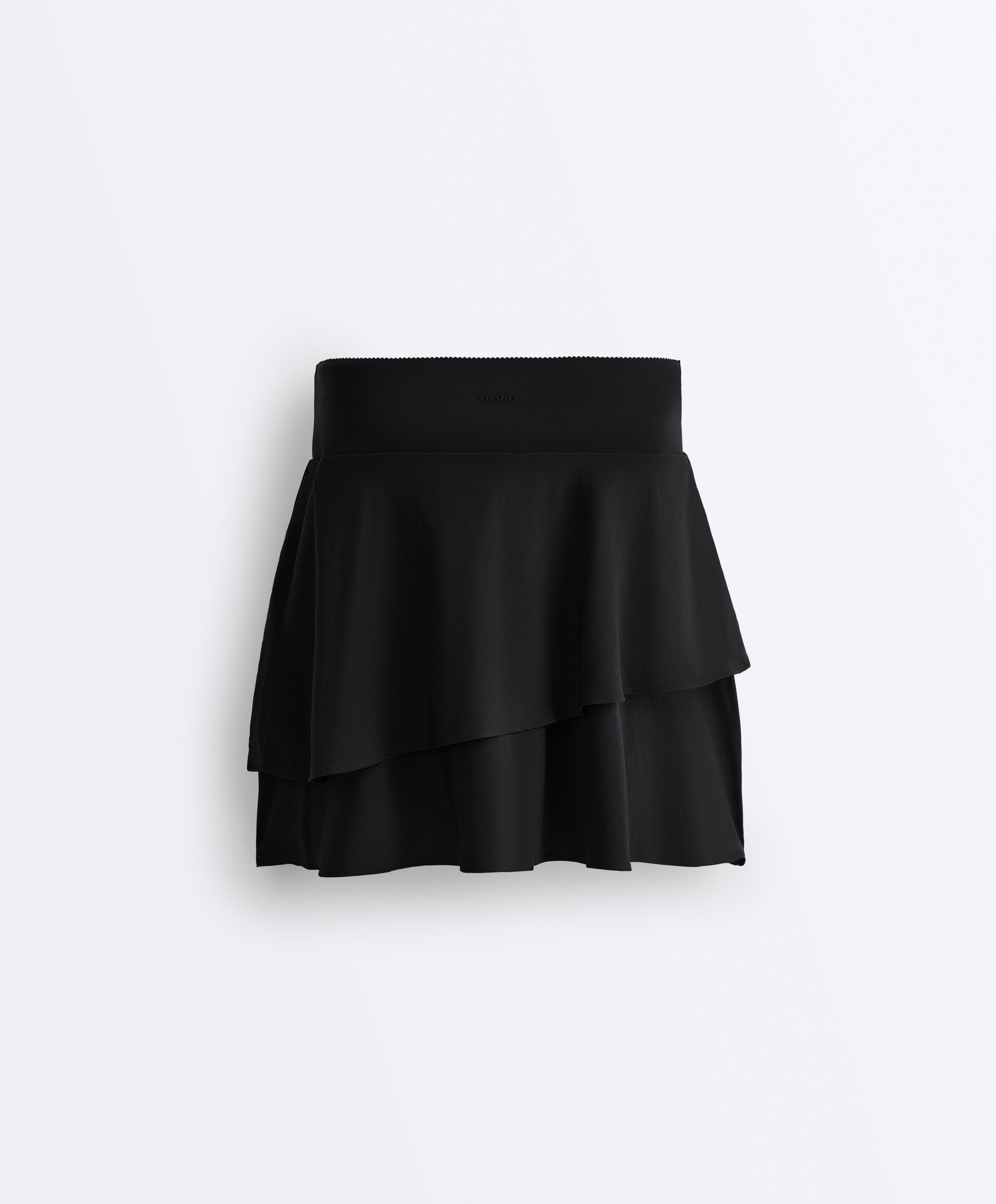 High-rise Compressive frill short skirt — BLACK