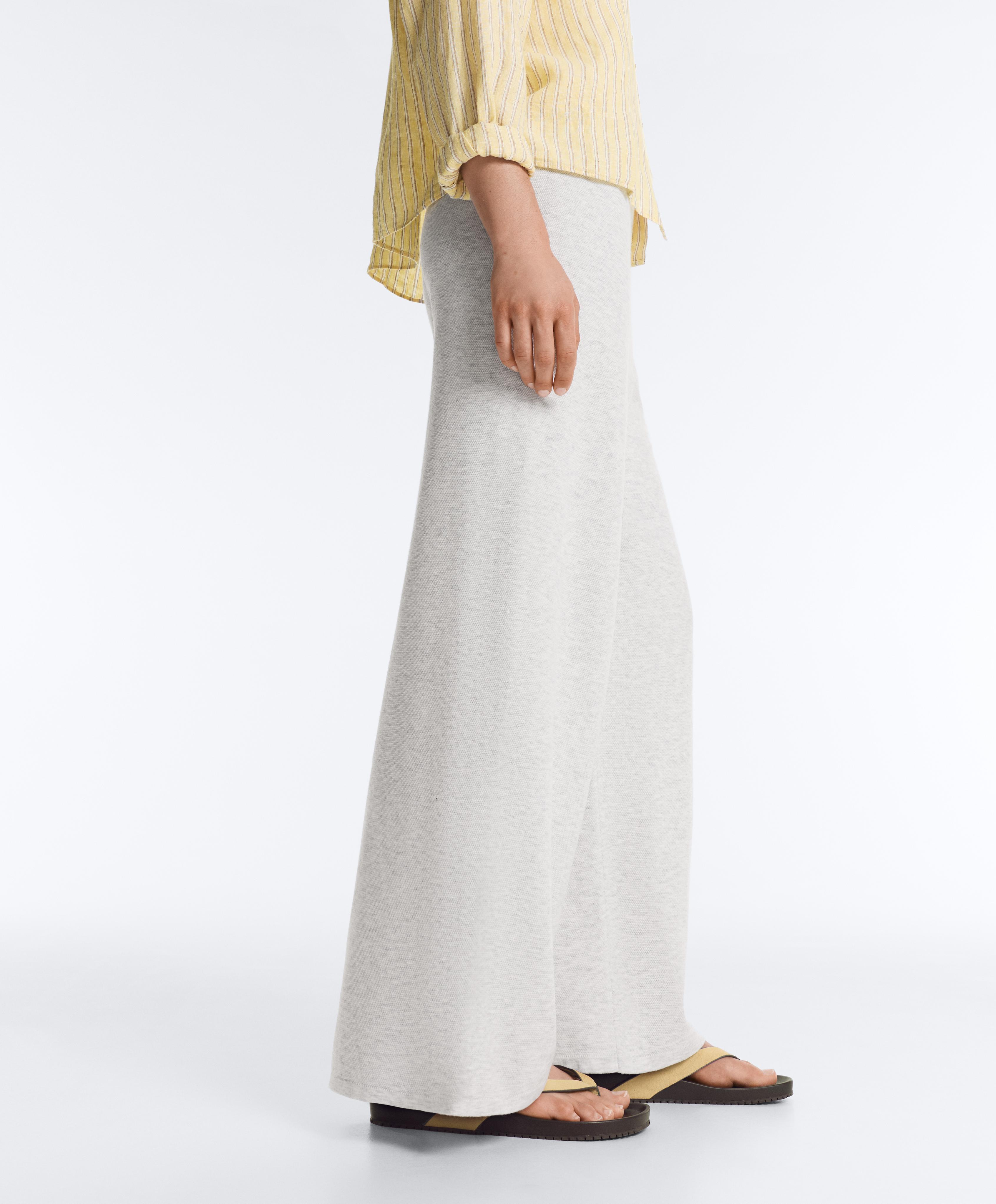 Straight-leg knit trousers — PALE GREY MELANGE