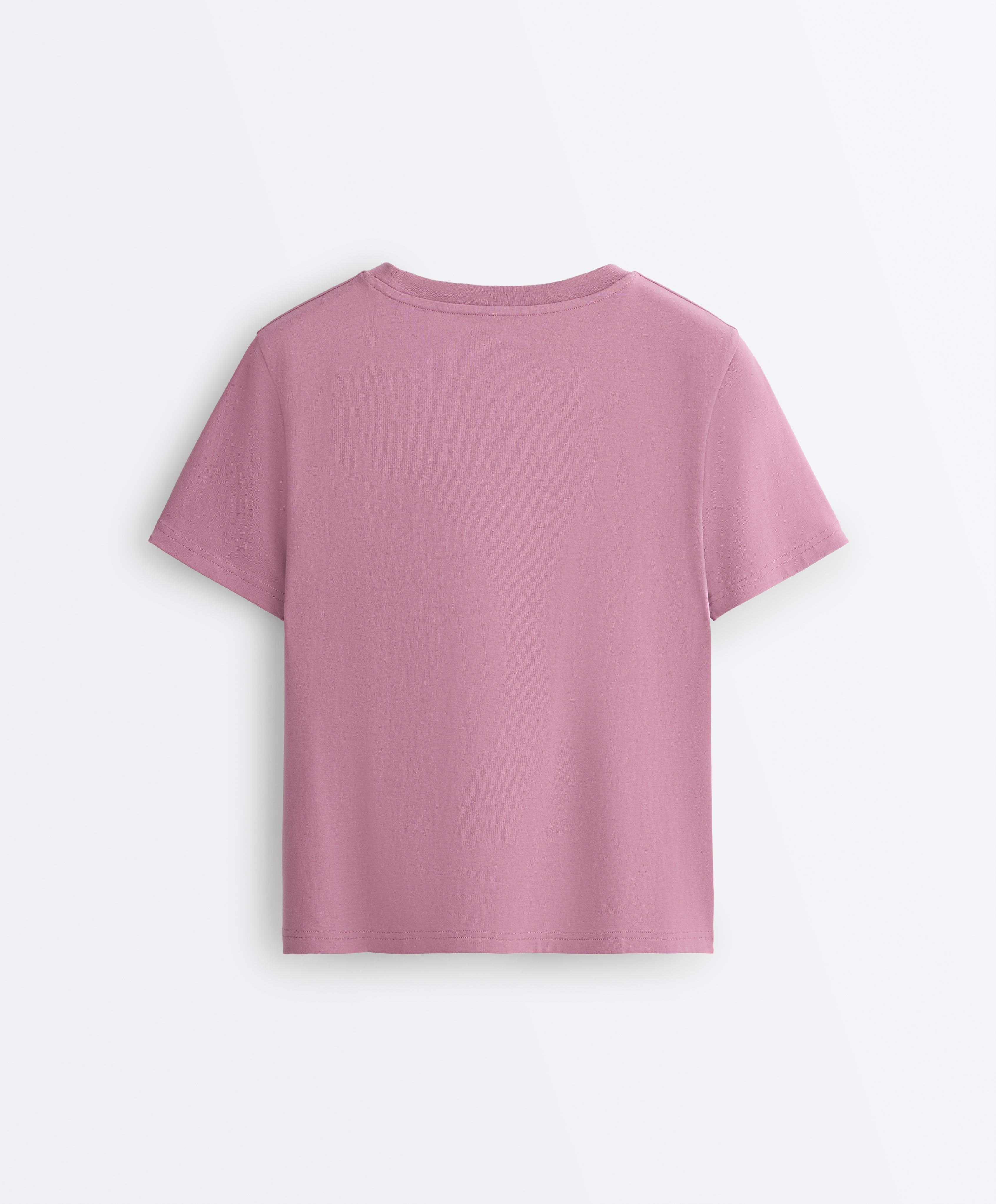 Regular cotton blend short-sleeve T-shirt — MAUVE PINK
