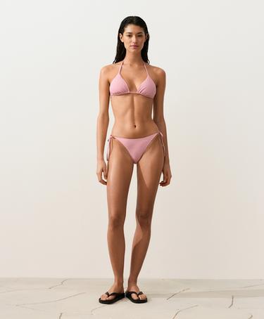 Stripe triangle bikini top — RED 3