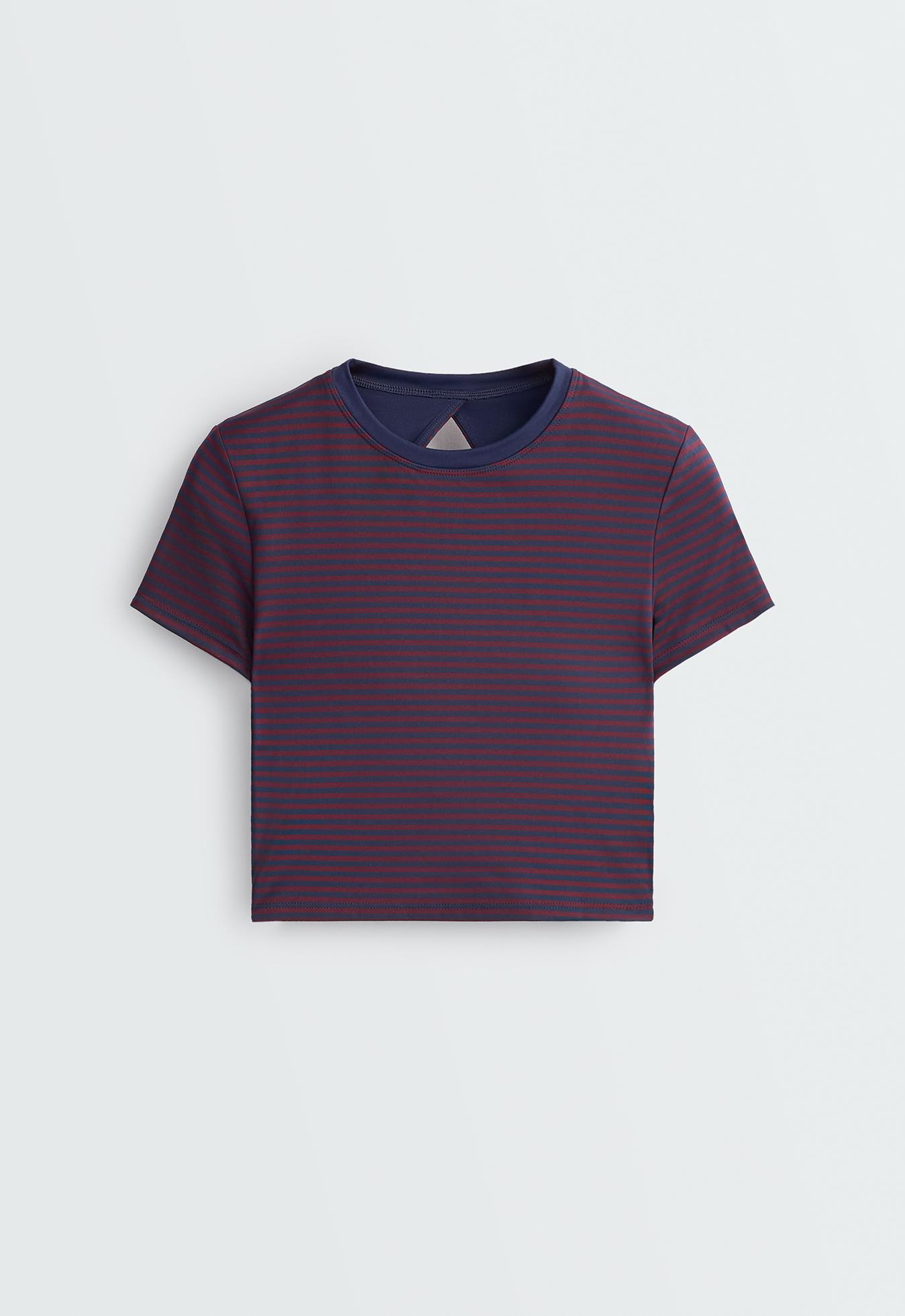 Striped short-sleeved Comfortlux tank top — STRAWBERRY