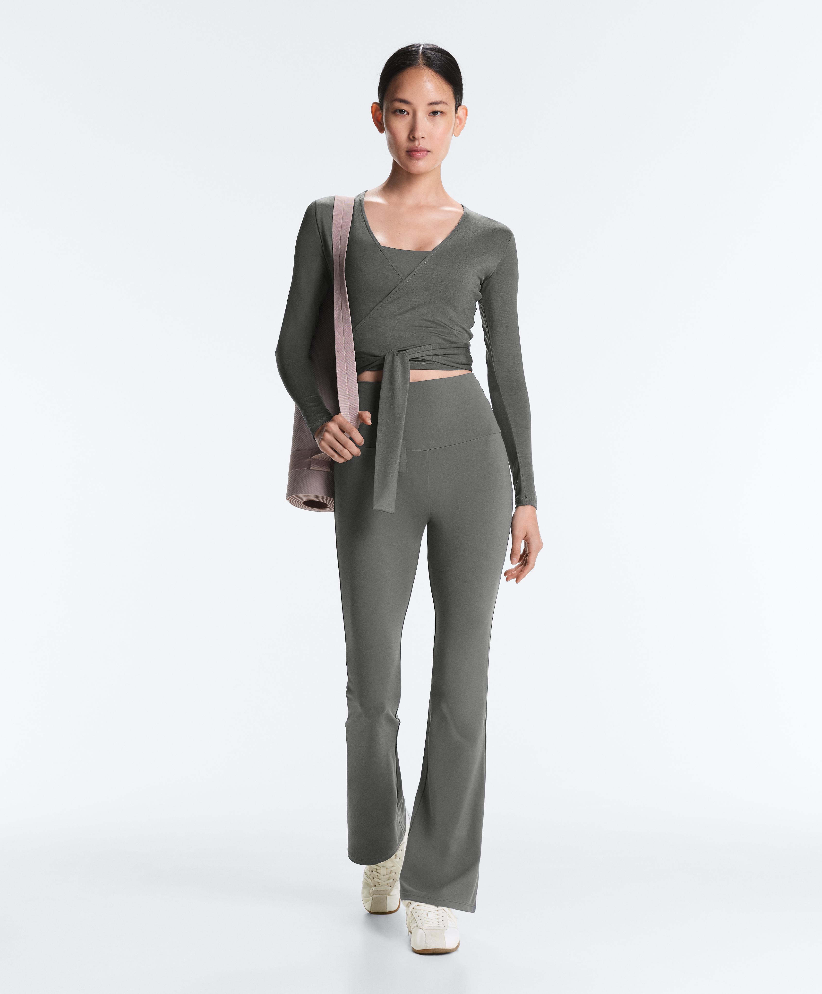 Lyocell blend wrap T-shirt — MID GREY