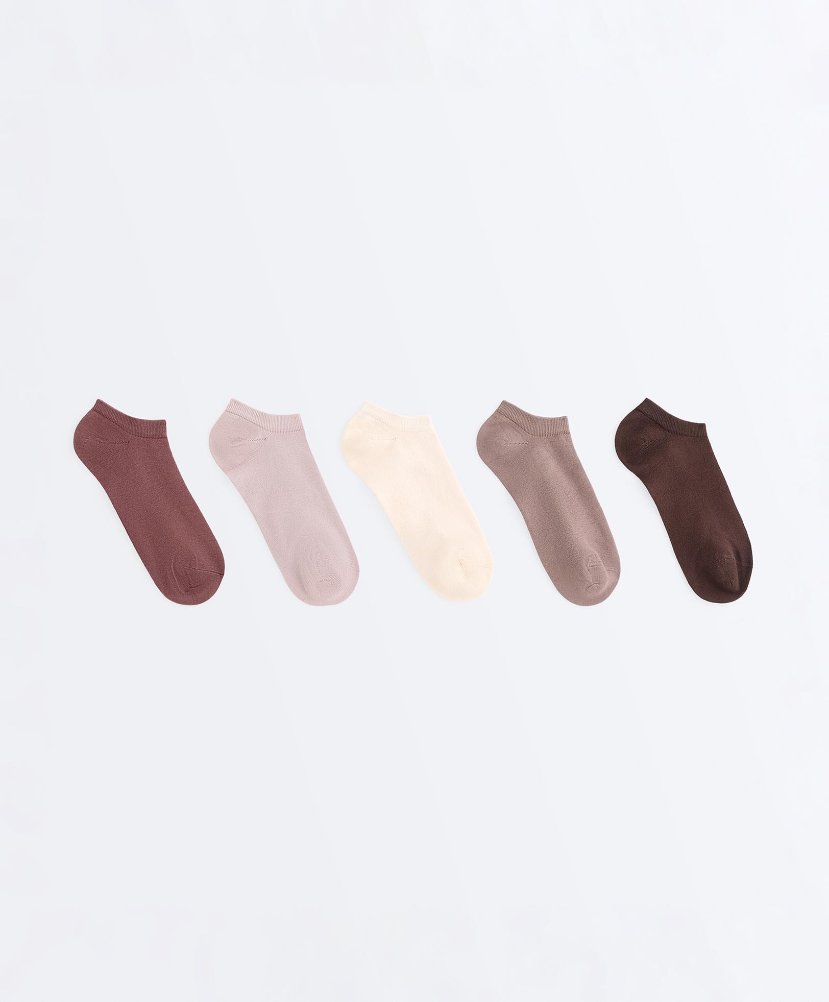 5 pairs of cotton blend sneaker socks — WASHED ROSE