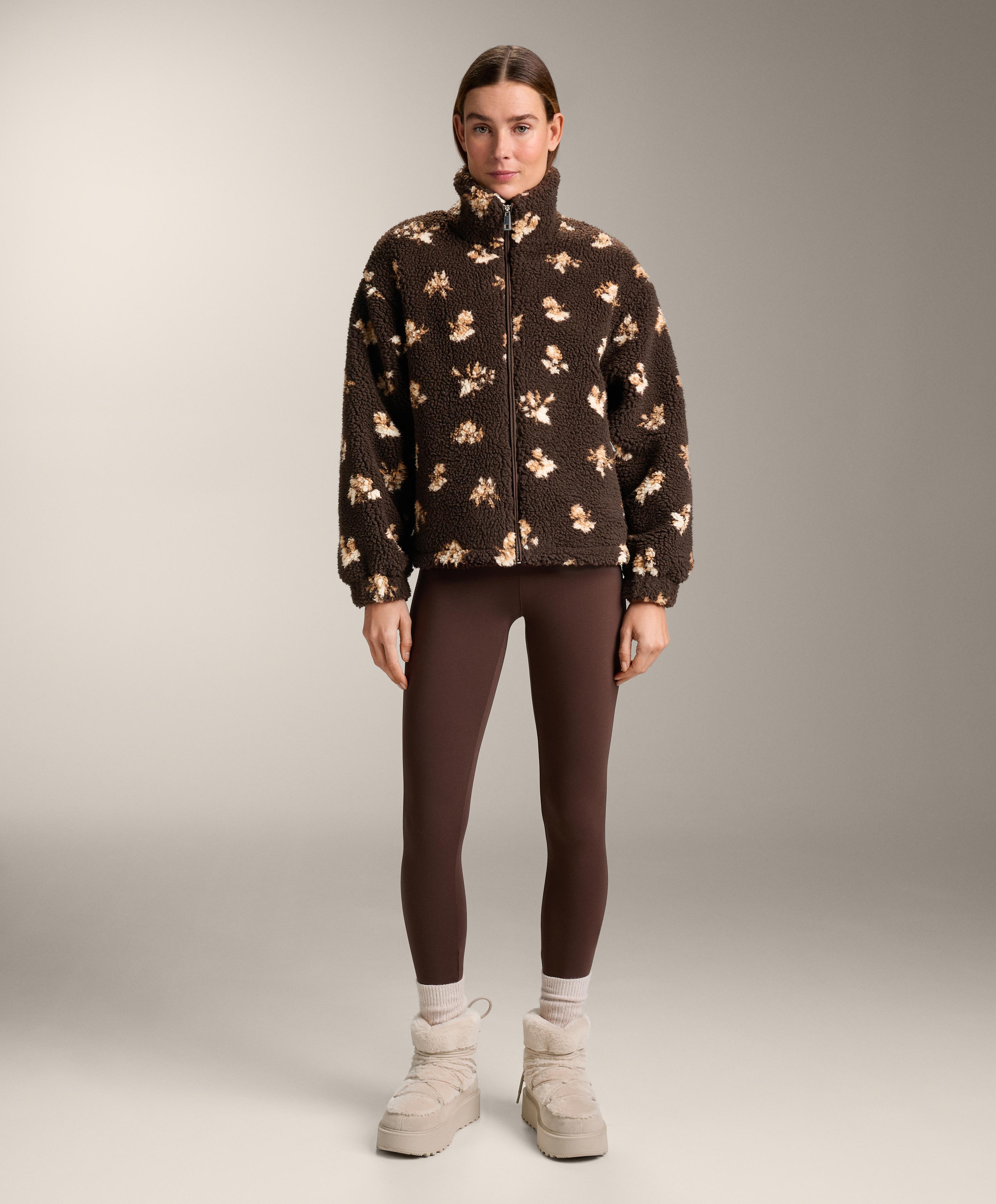 Faux-shearling floral print jacket — CLAY