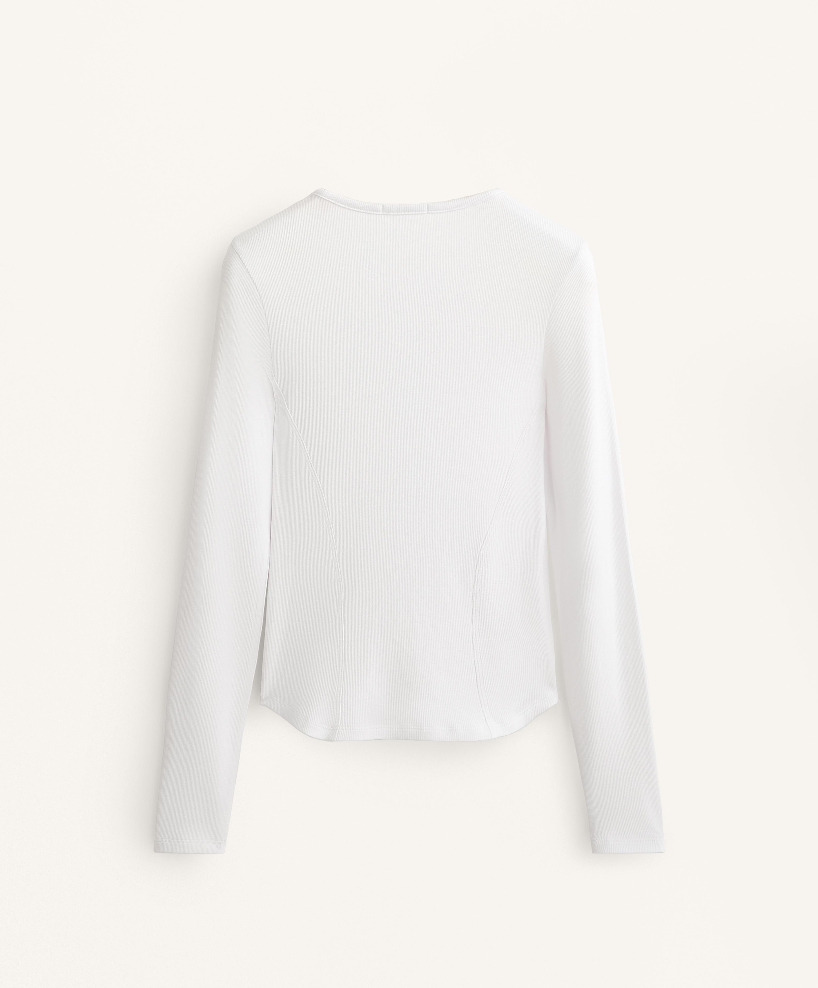 Long sleeve rib T-shirt with cotton and modal