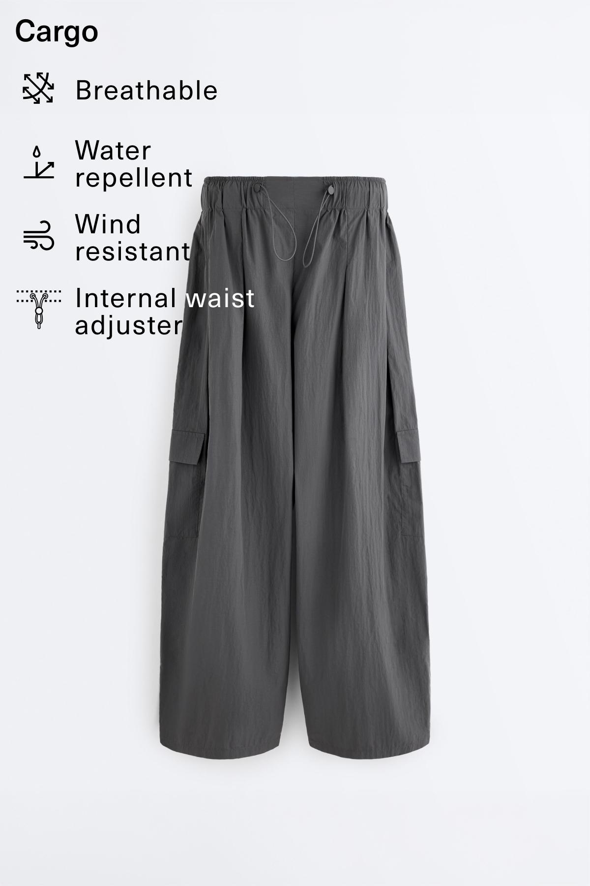 Water-repellent nylon cargo trousers — ASPHALT GREY