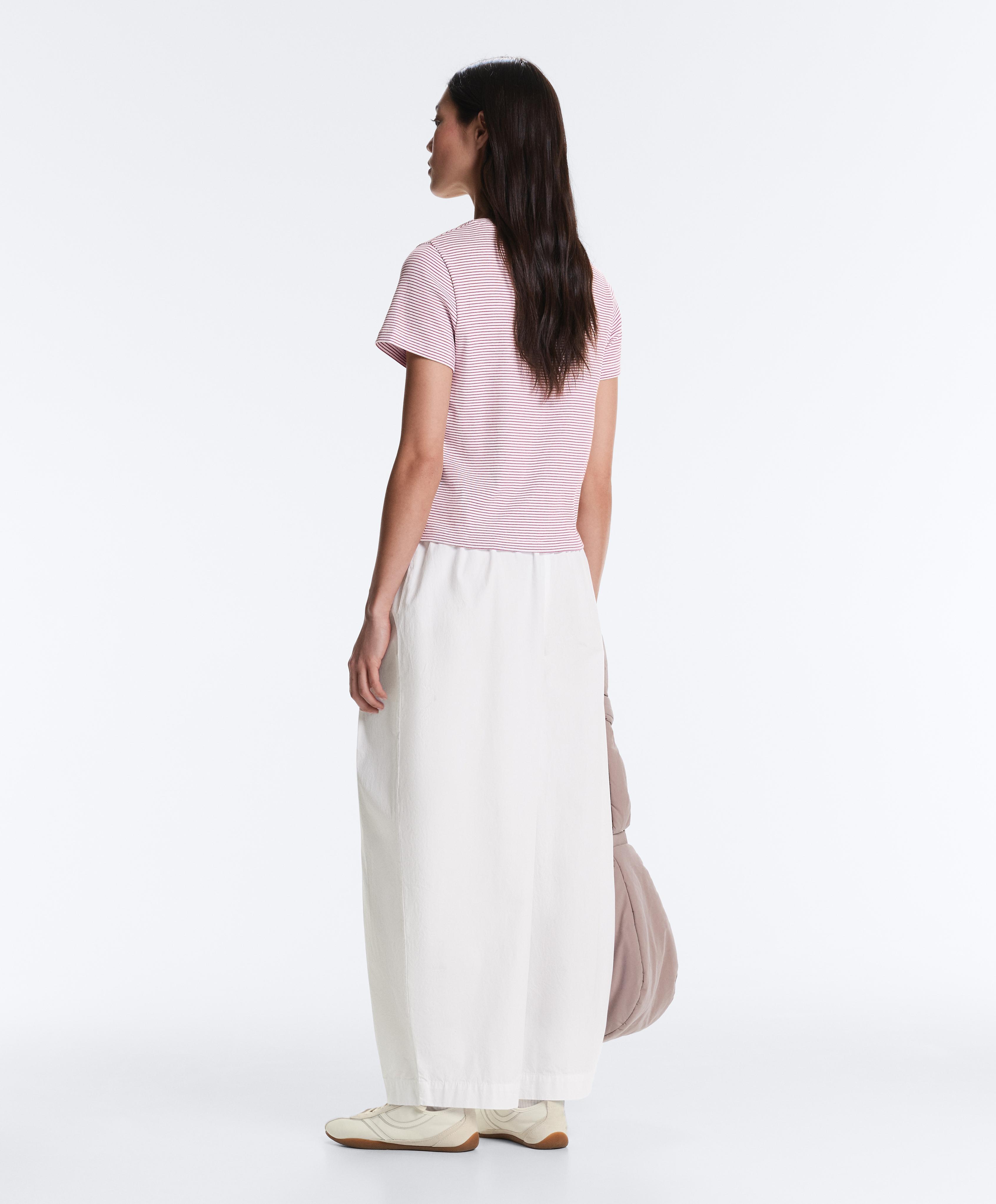 Pleated 100% cotton tapered trousers — WHITE 