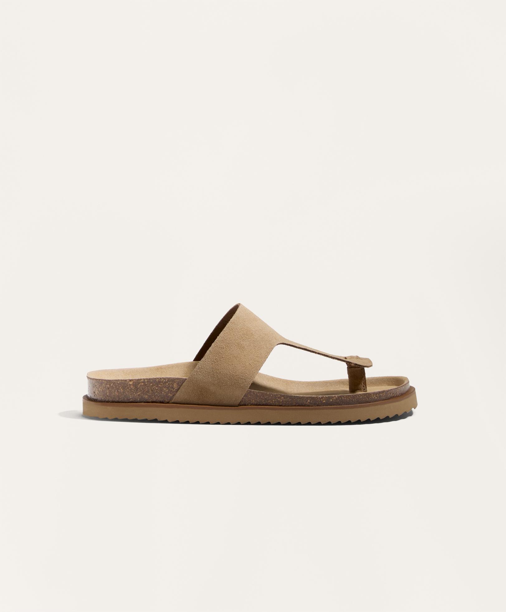 Sandale en daim coupe en T - Soldes Sandale en daim coupe en T - Soldes