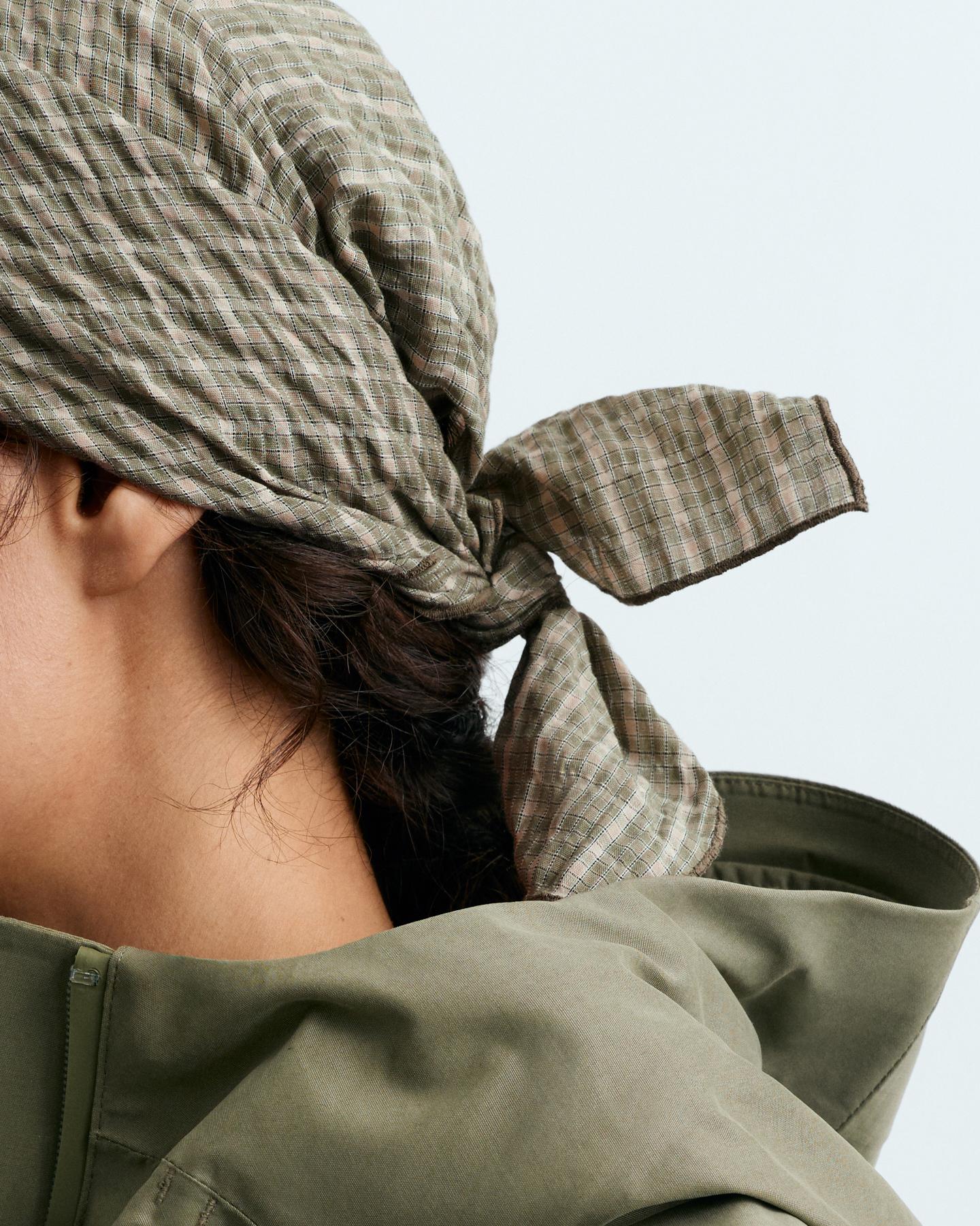 96% cotton check scarf — GREEN