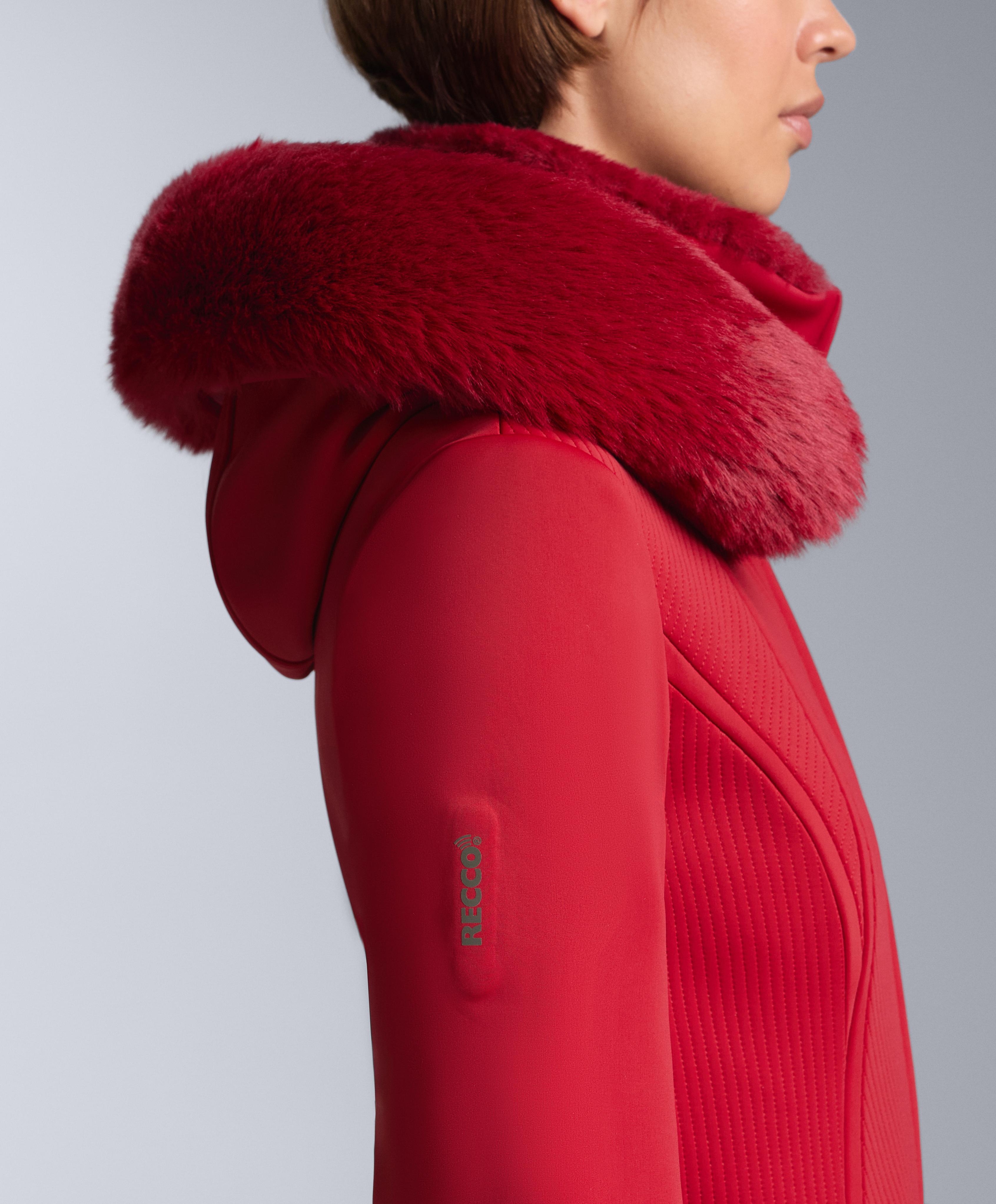 Water-resistant fitted stretch SKI jumpsuit — RED