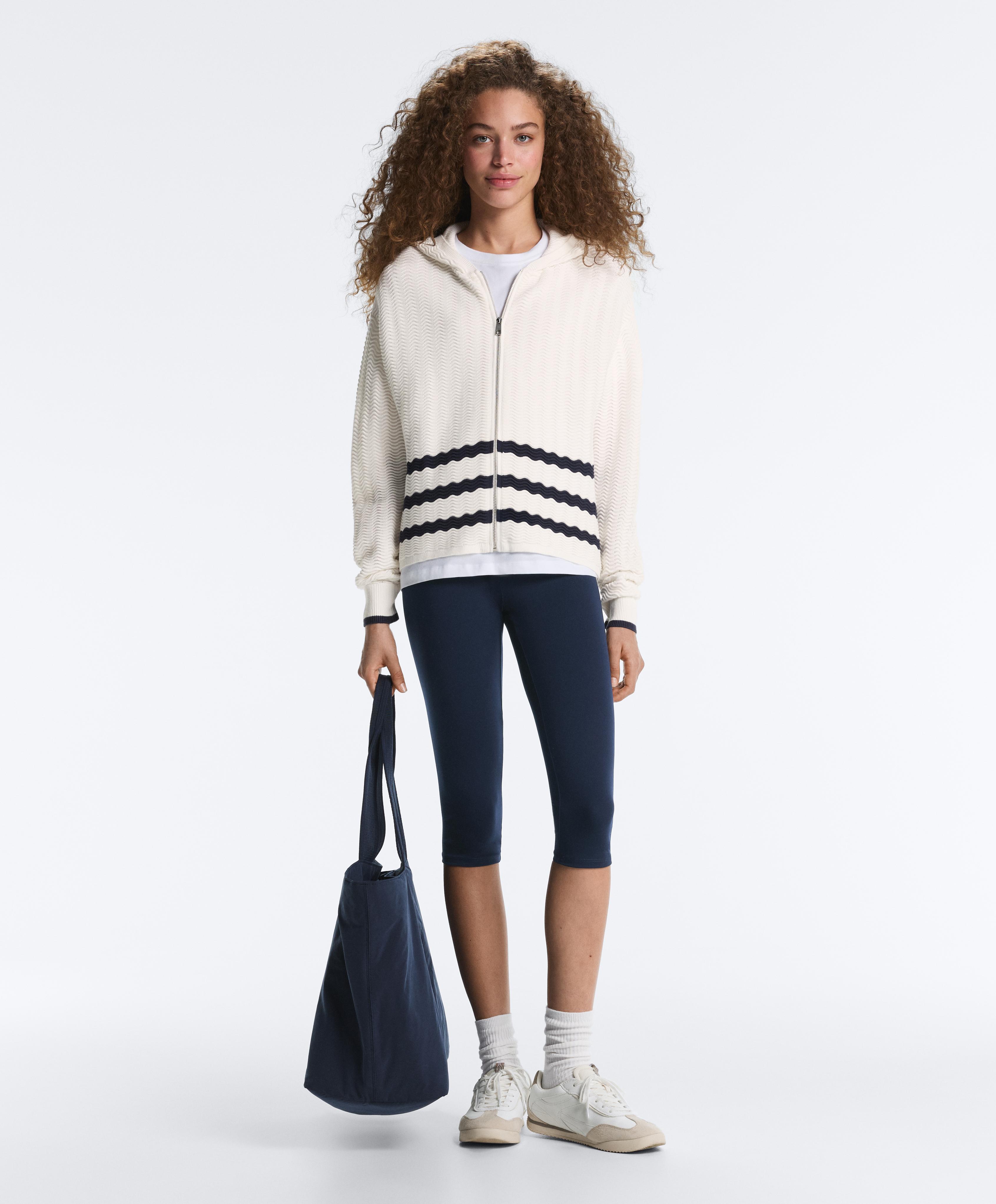Wave knit hooded jacket — WHITE 