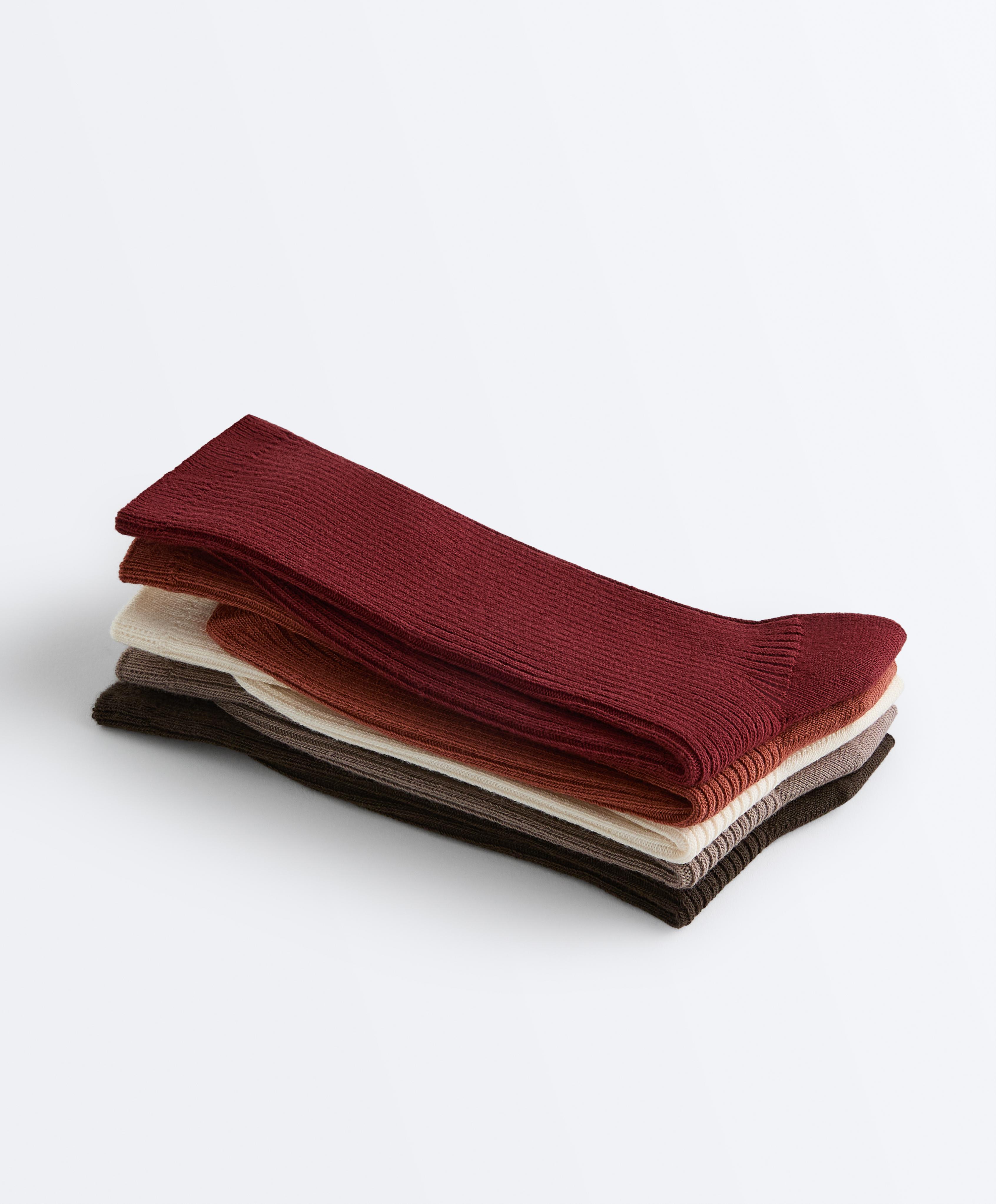 5 pairs of cotton blend classic socks — TERRACOTTA