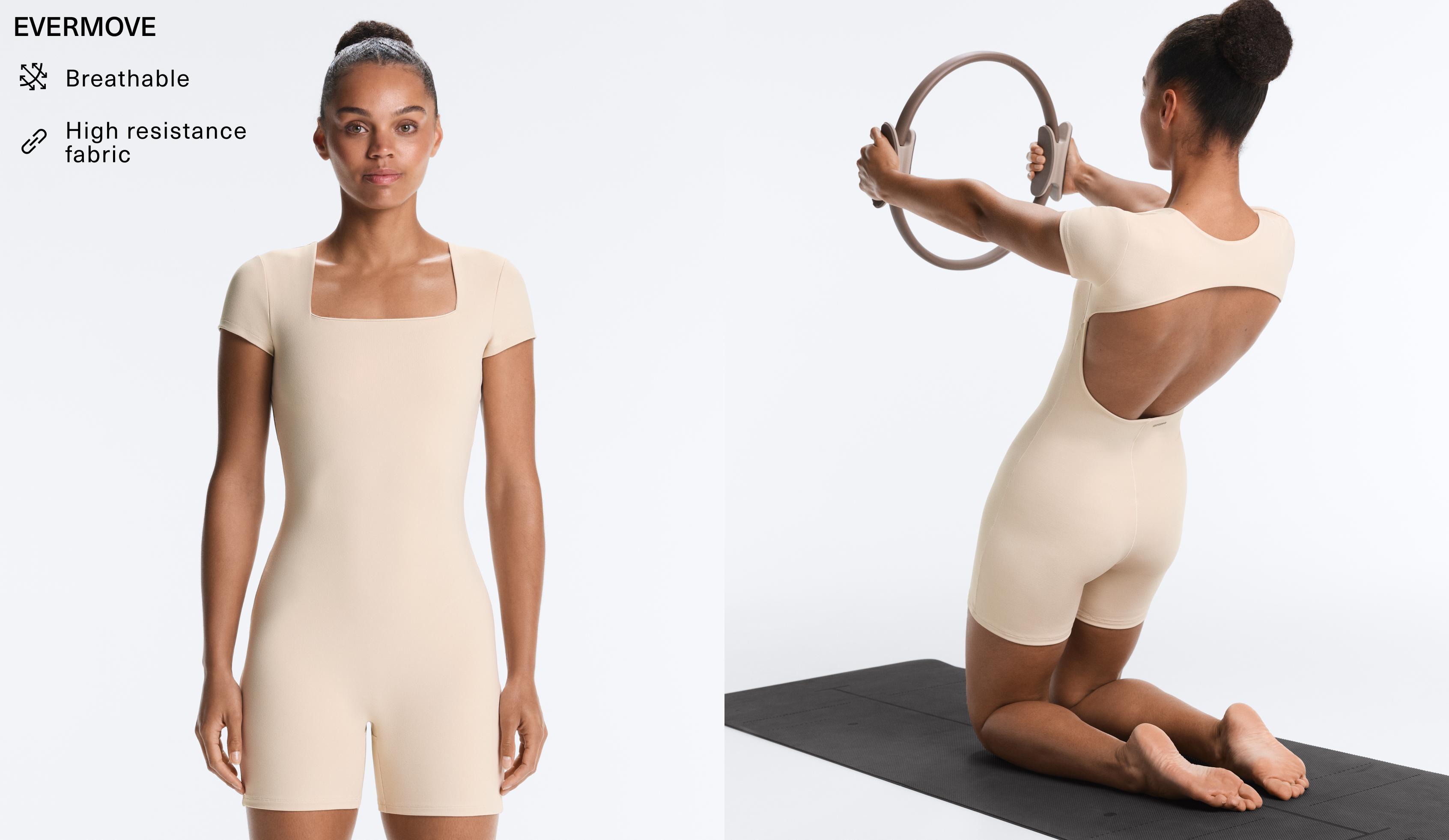 Evermove square neck short jumpsuit