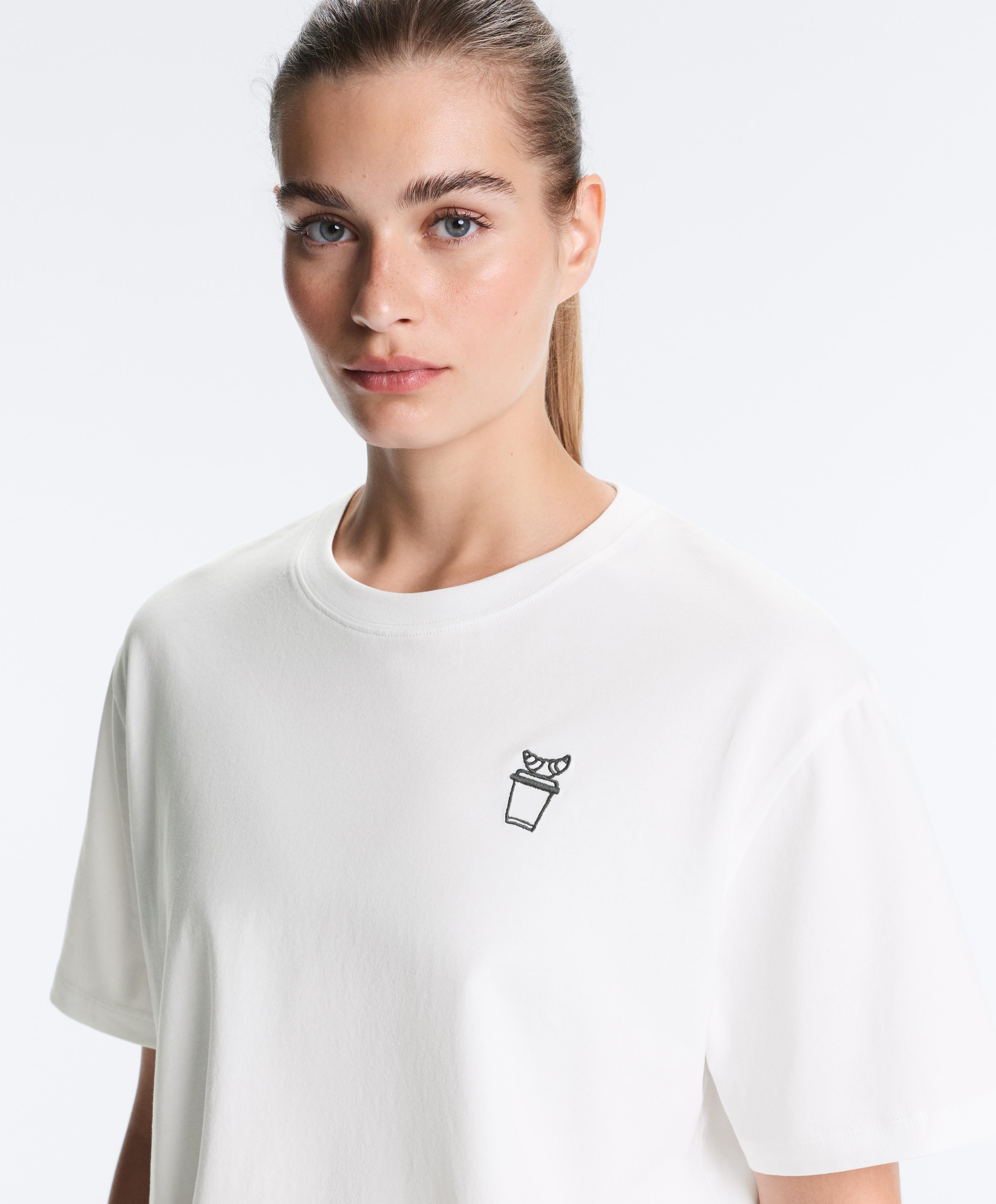Boxy cotton blend slogan T-shirt — WHITE 