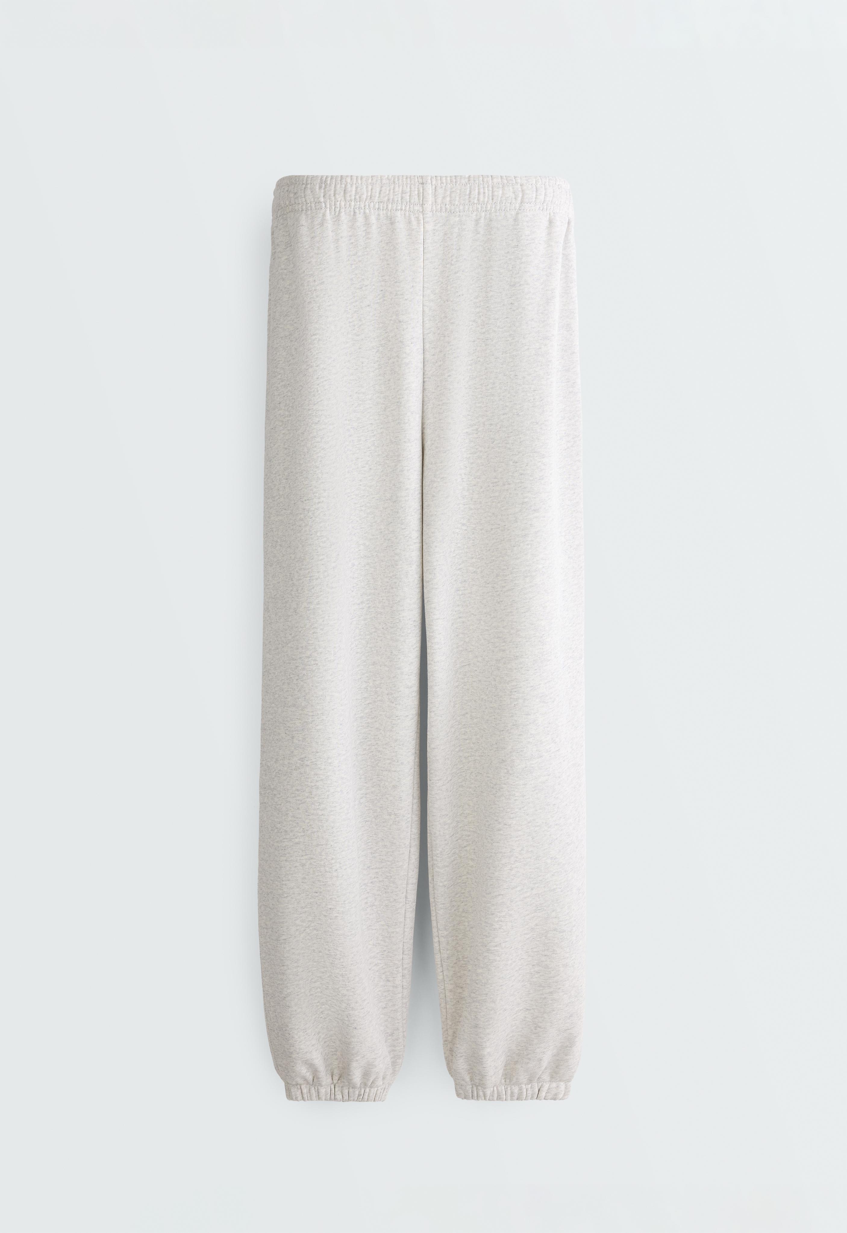 Cotton blend fleece joggers — PALE GREY MELANGE