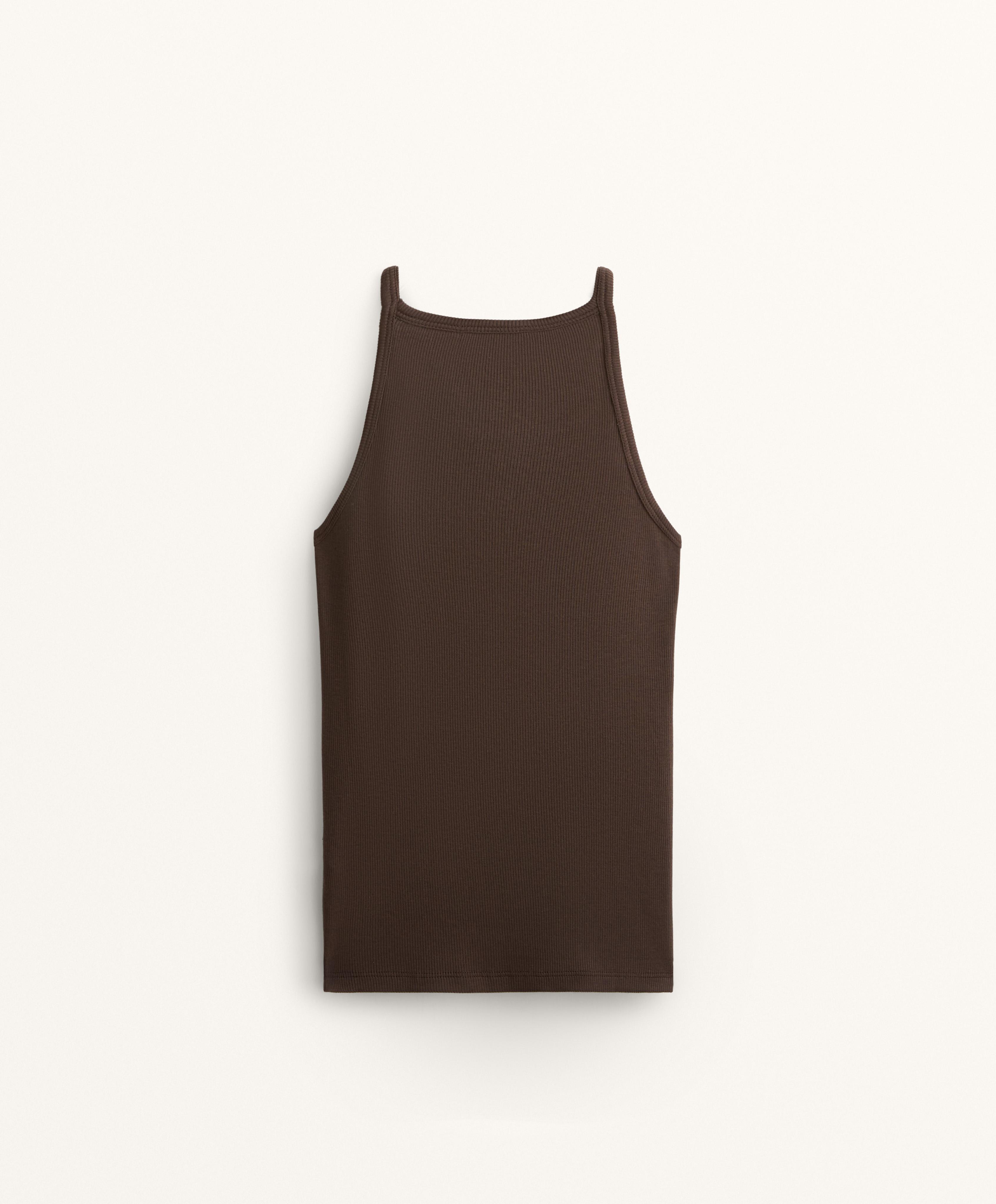 Rib thin strap top with cotton and modal