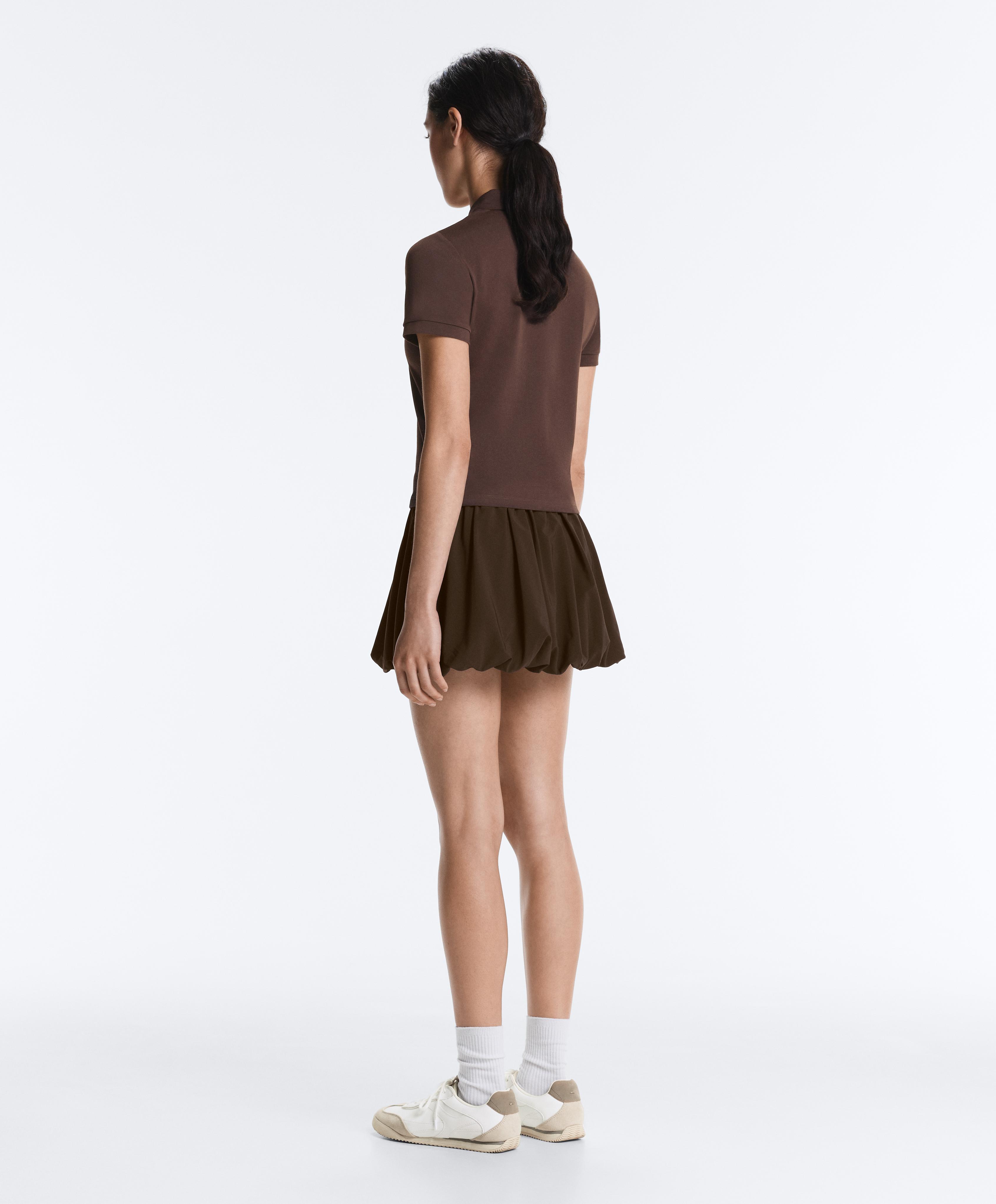 Slim-fit piqué cotton polo shirt — DARK BROWN