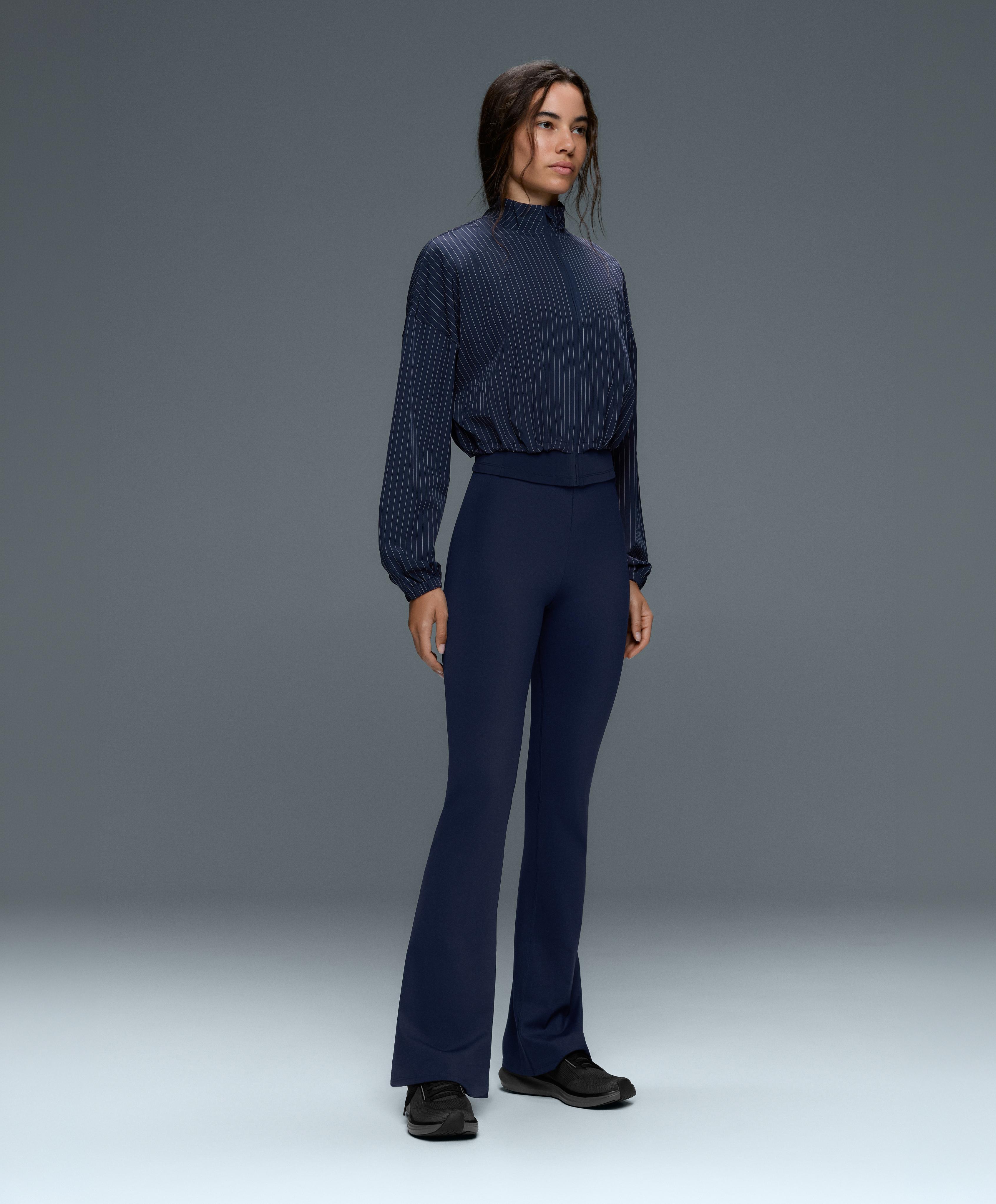 High-rise Compressive Raise Up flare trousers — NAVY BLUE