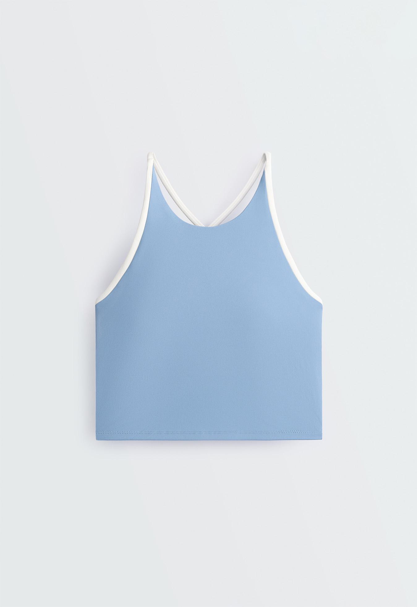 Comfortlux halter tank top with crossover straps — BLUE