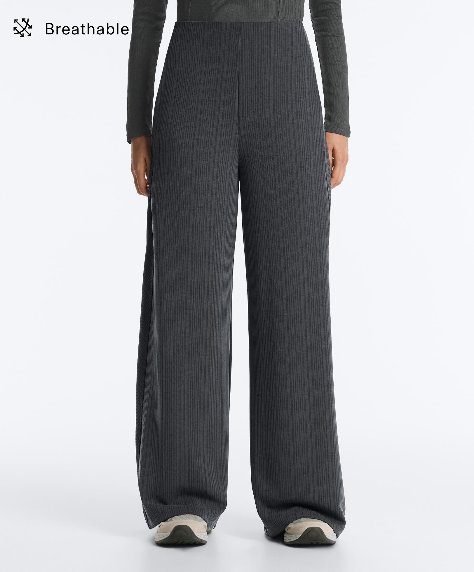 Asymmetric stripe trousers with modal