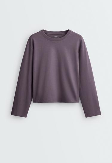 Relaxed long sleeve 100% cotton T-shirt — MAUVE 5