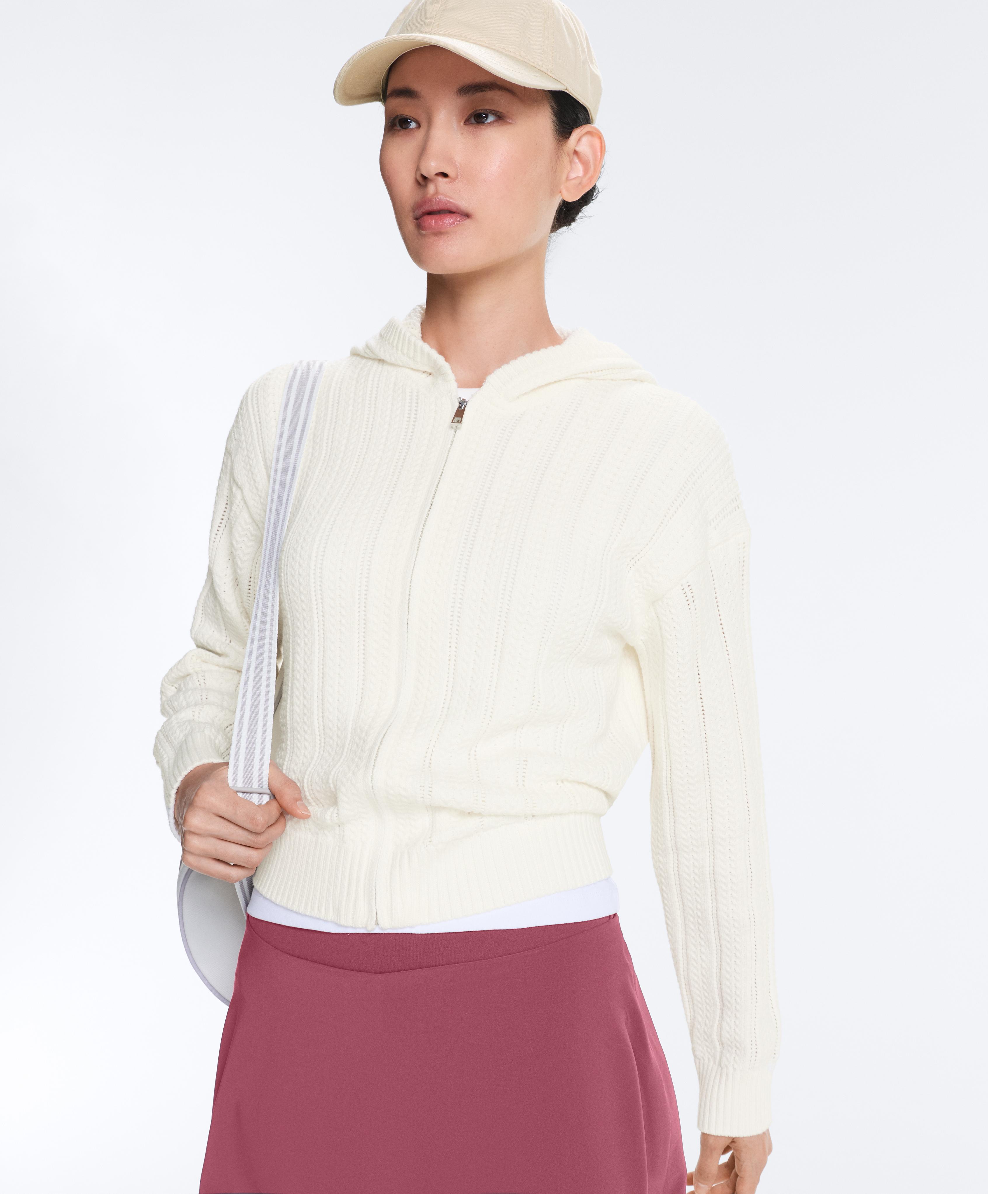 Openwork knit hooded jacket — WHITE 