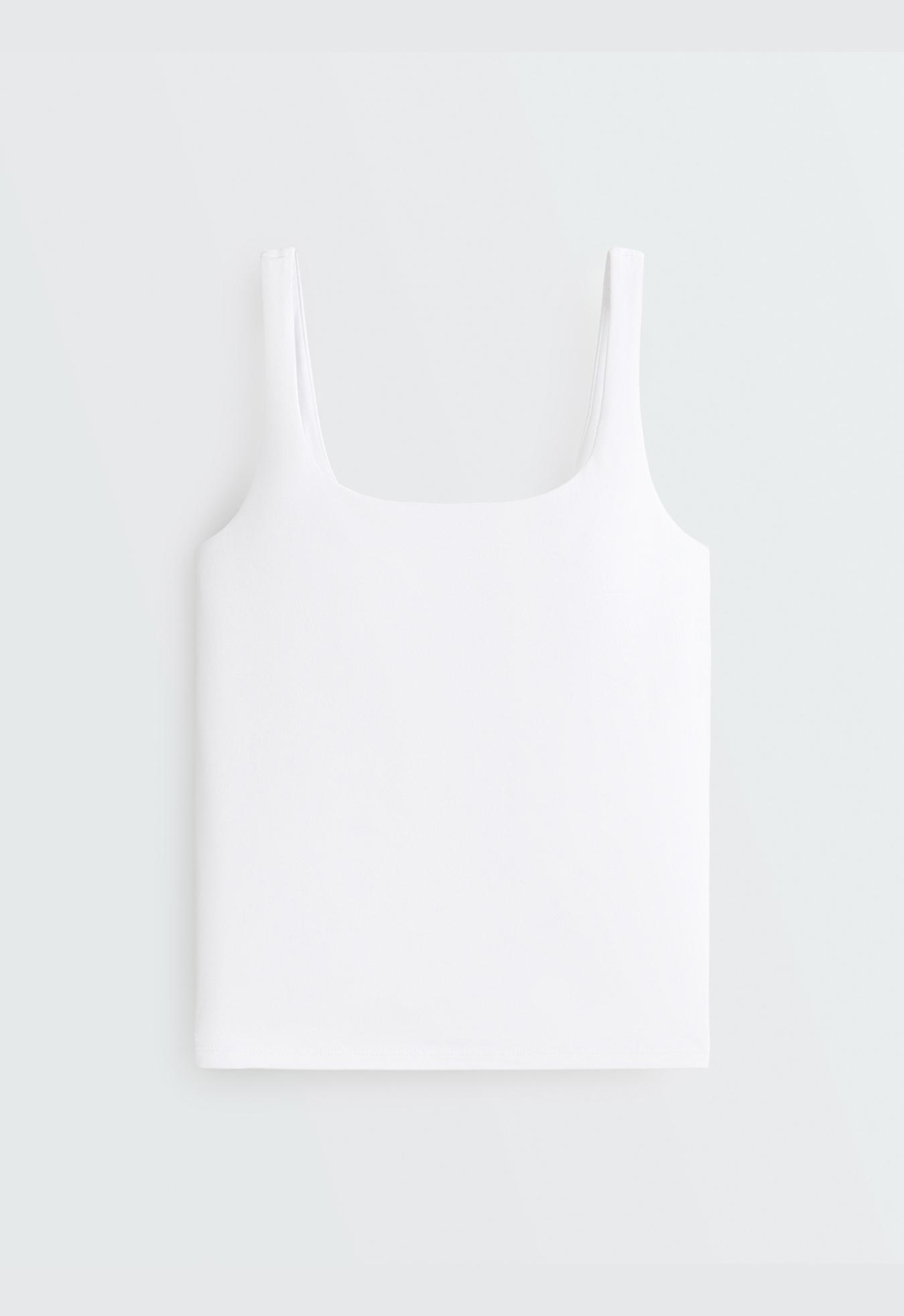 Long square neck Comfortlux tank top — WHITE 