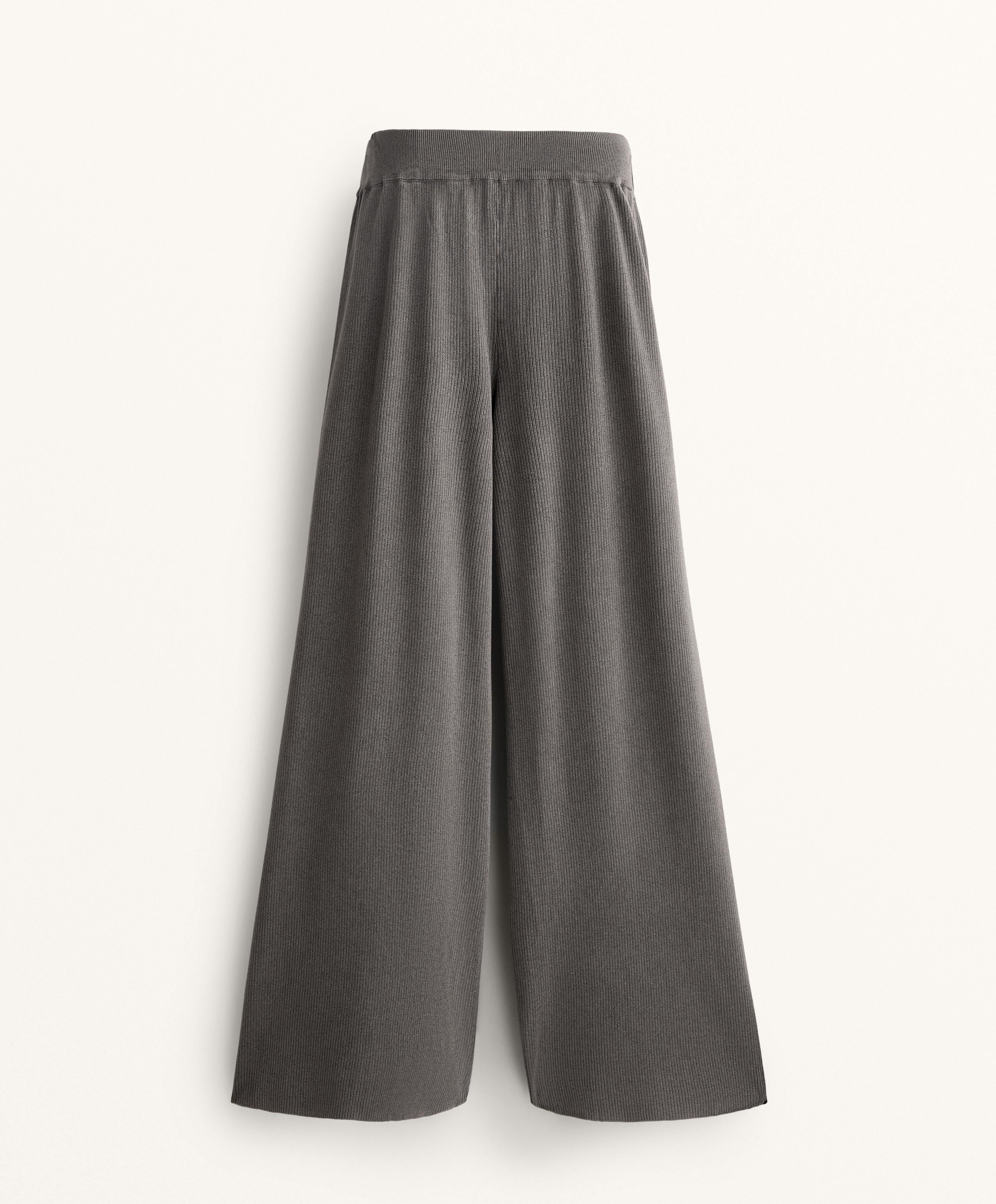 Washed knit straight leg trousers