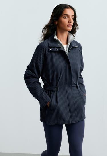 Long pinstripe cotton jacket — NAVY BLUE 3