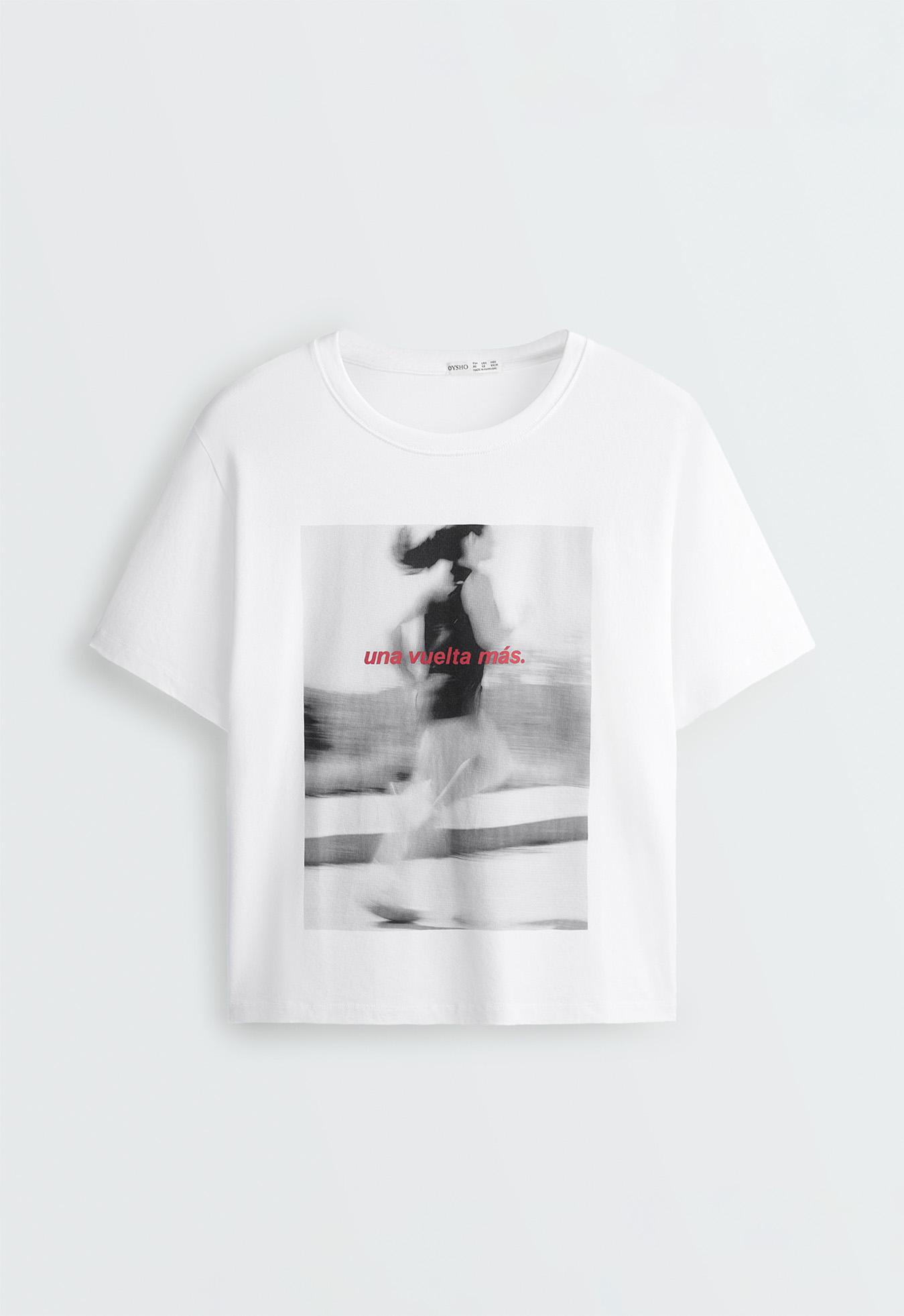Boxy cropped cotton blend graphic T-shirt — WHITE 