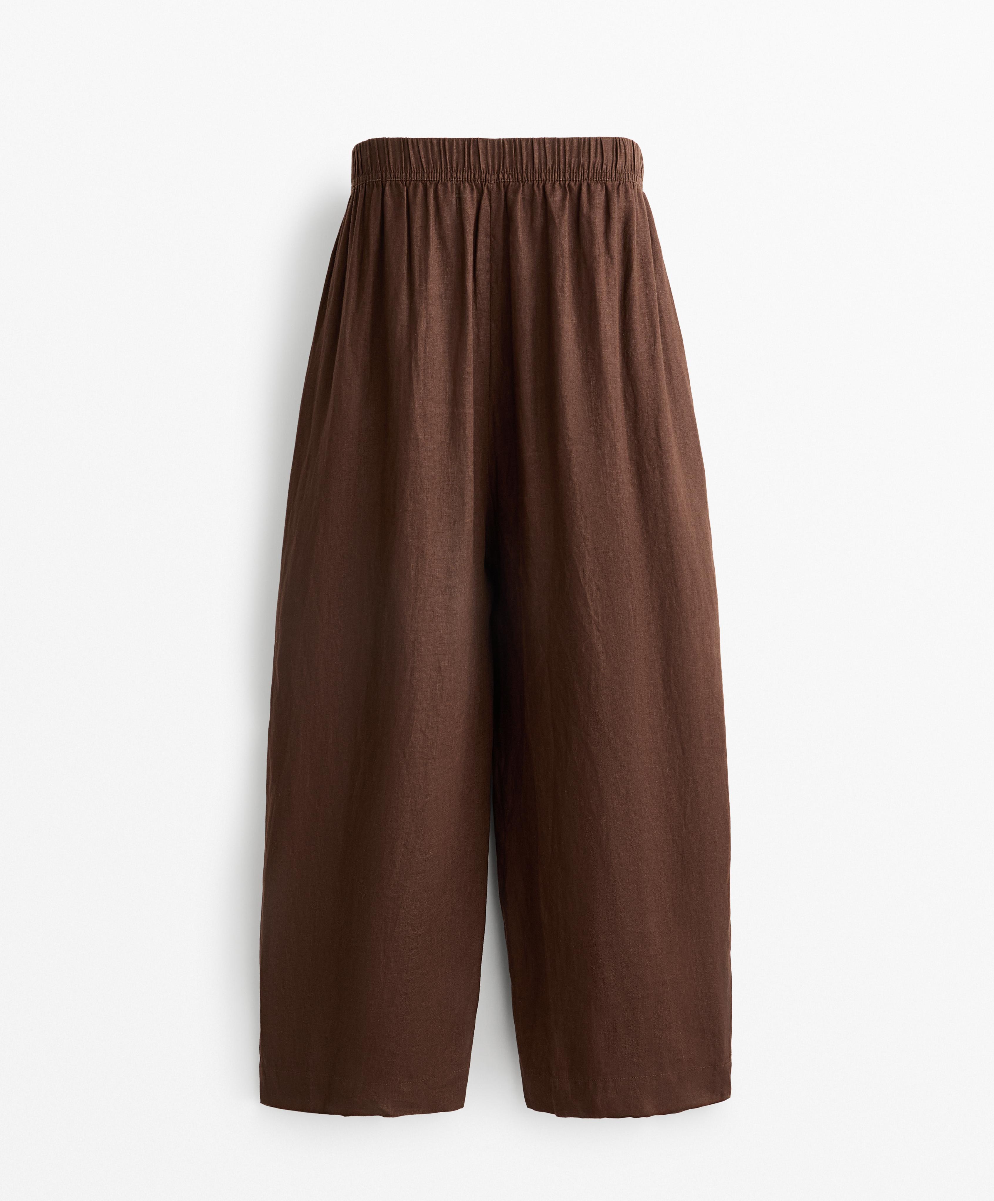 100% linen crop balloon trousers