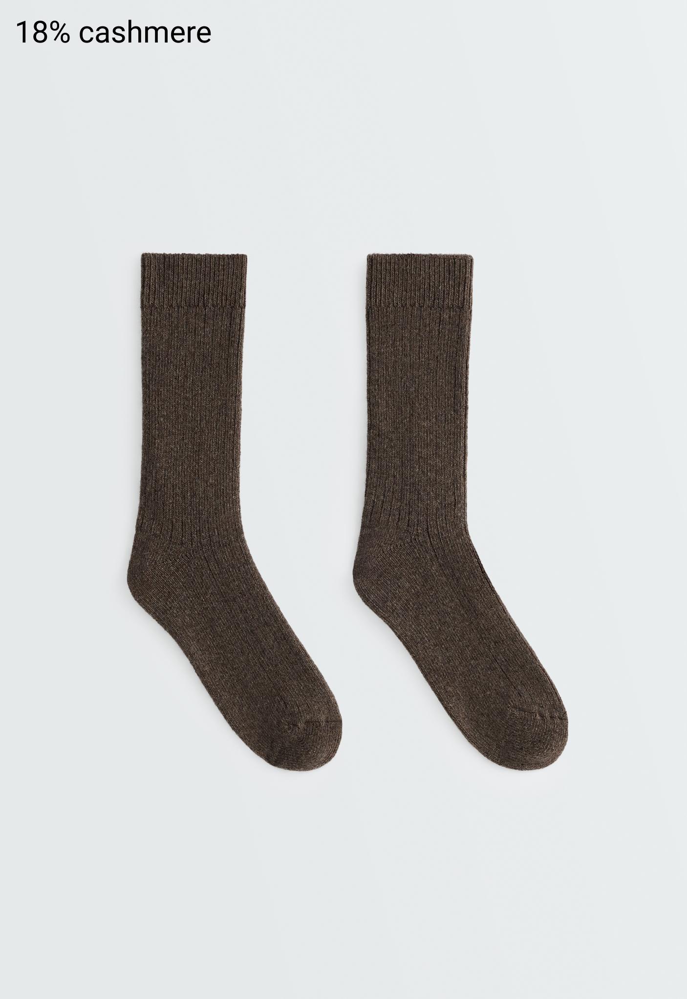 Classic socks in 18% cashmere 8% wool — CHOCOLATE      