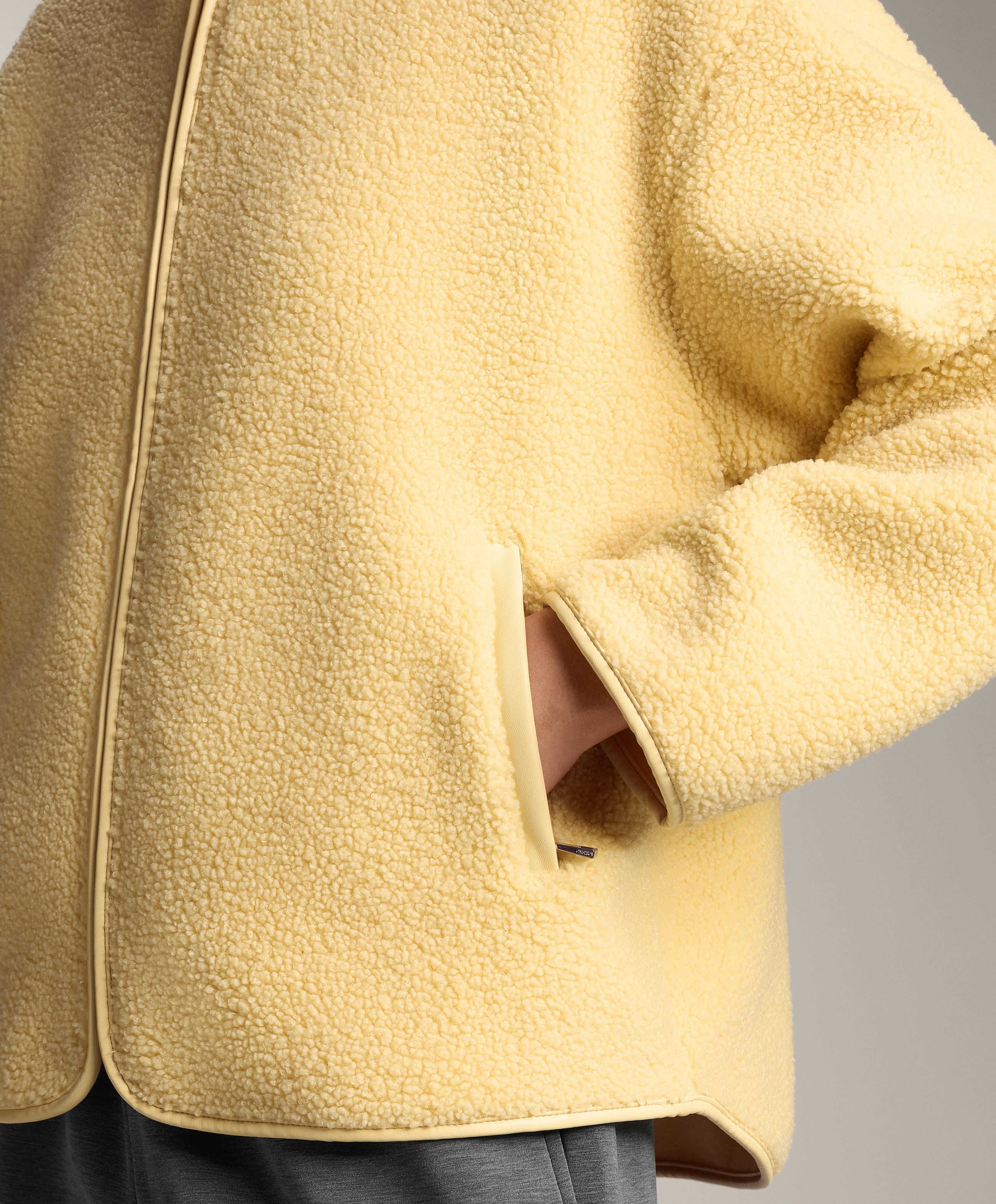 Faux-shearling jacket with hood — YELLOW