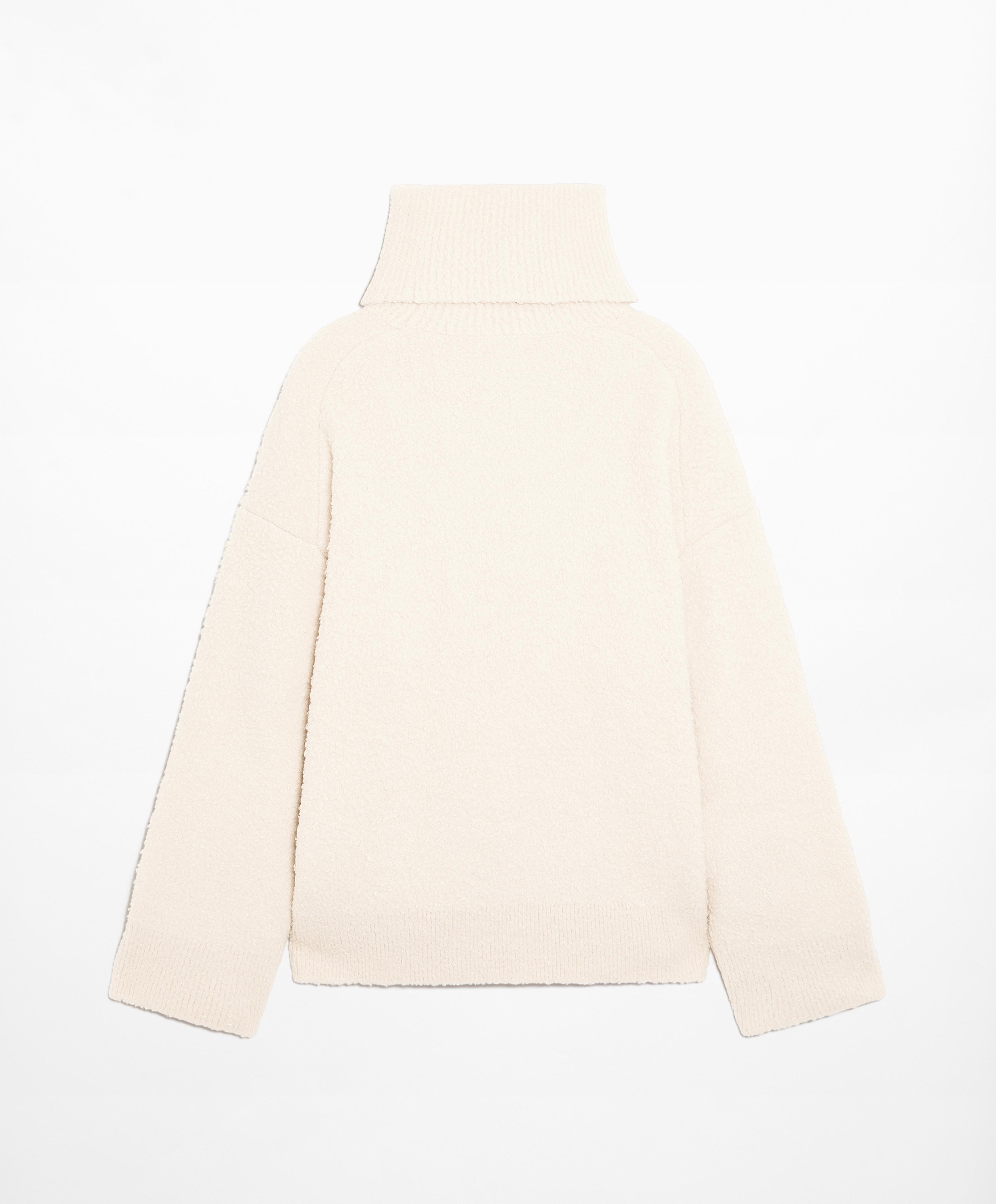 High-neck faux-shearling jumper