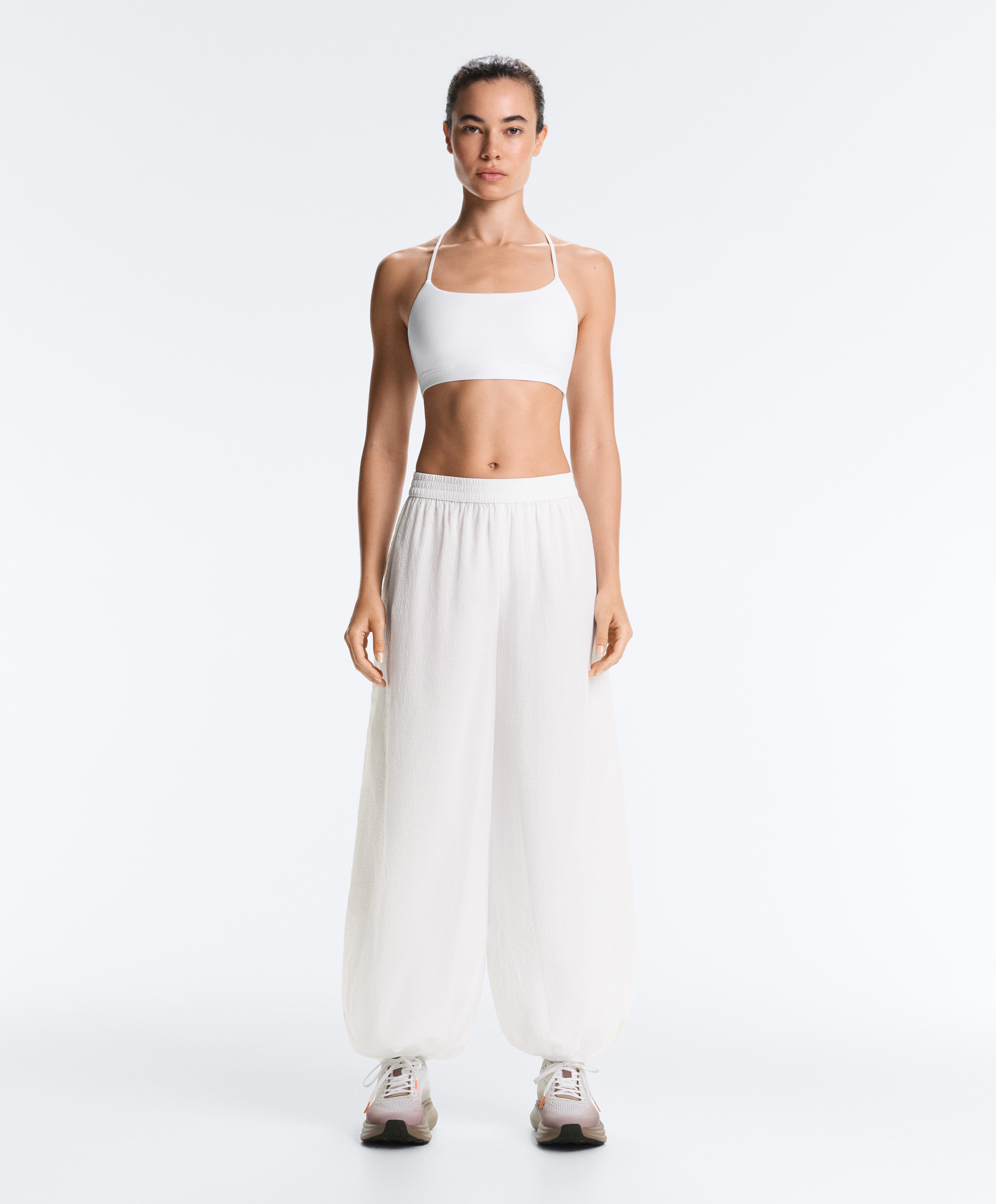 Checked technical bloomer trousers — WHITE