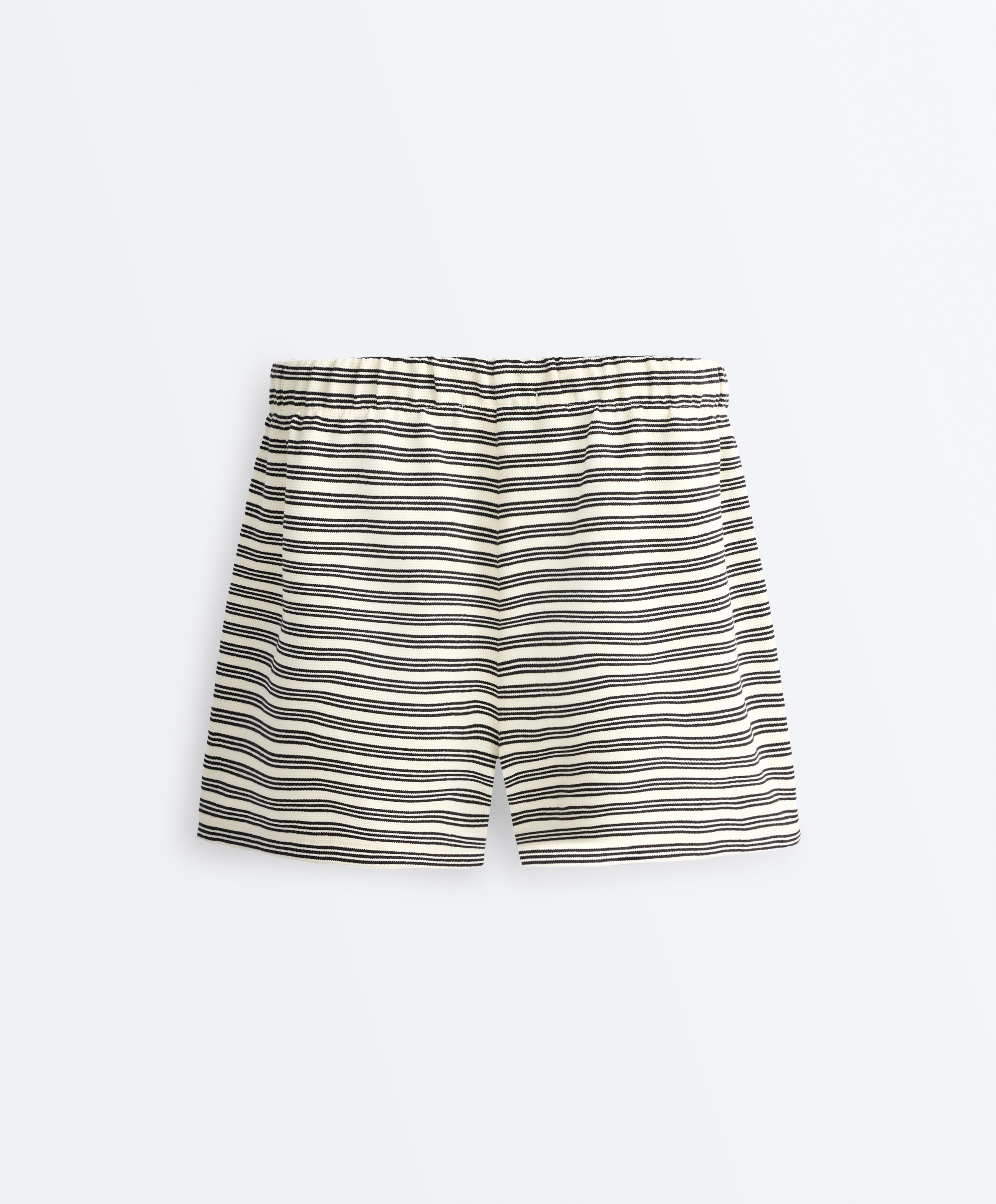 Cotton stripe shorts — PALE ECRU
