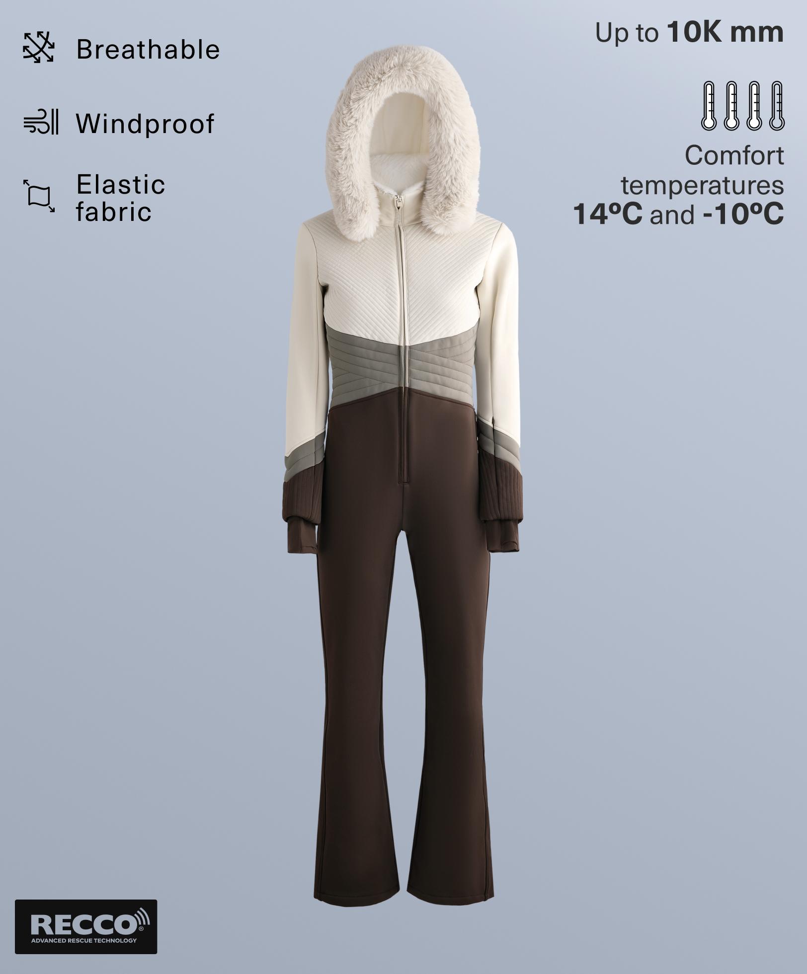 Water-resistant colour-block fitted stretch SKI jumpsuit