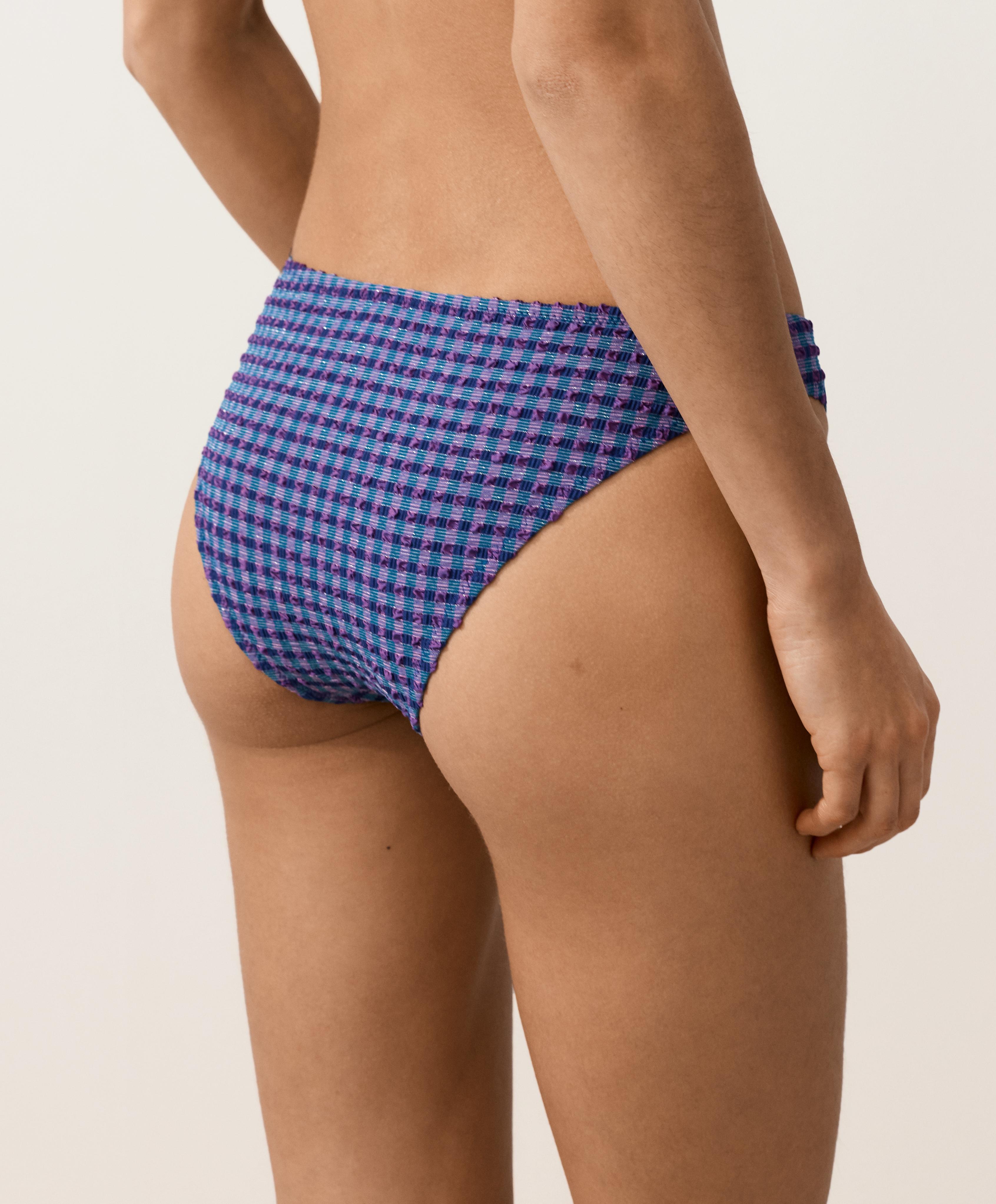 Gingham classic bikini briefs — NAVY BLUE