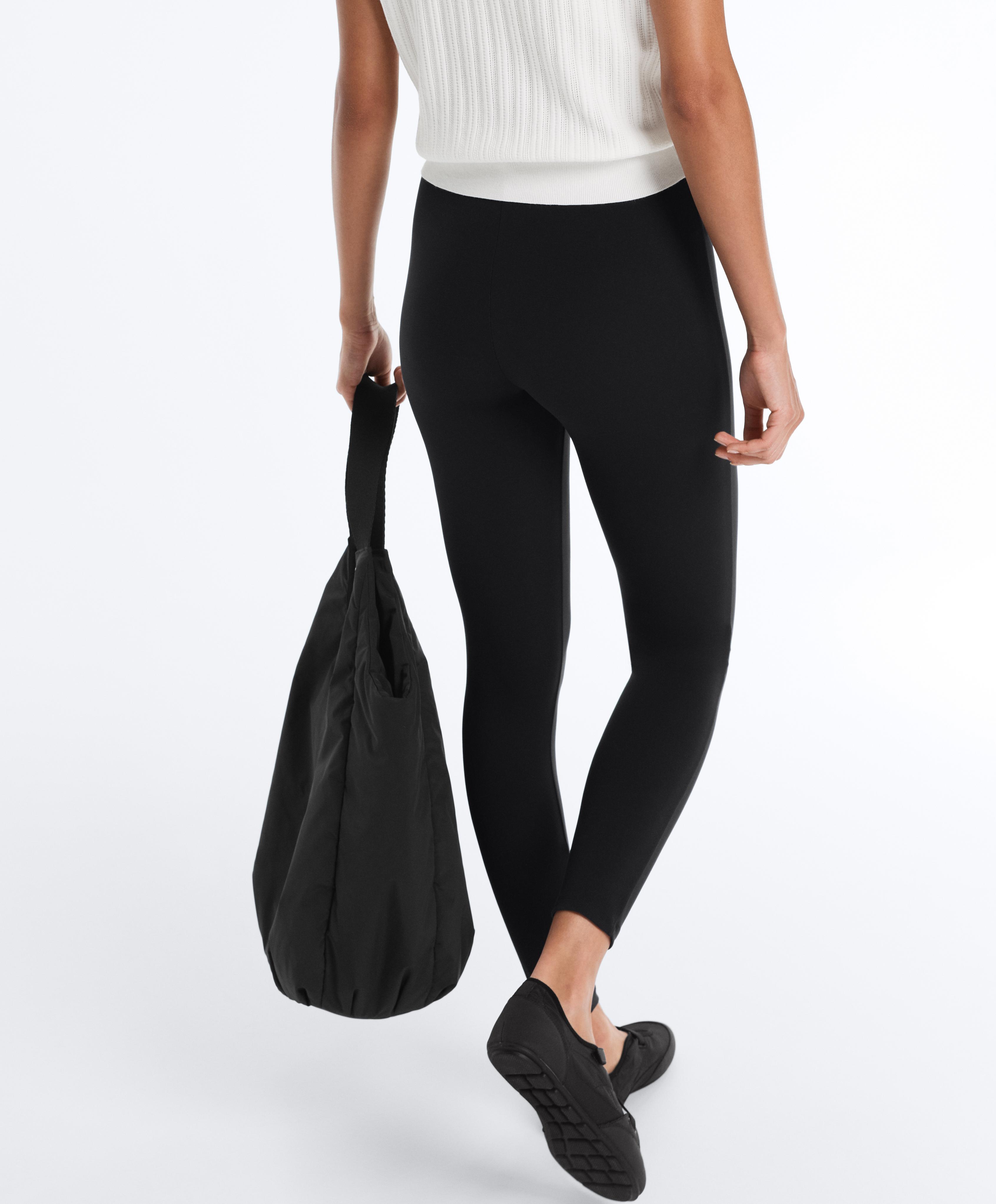 Comfortlux high-rise 65cm ankle-length leggings with belt — BLACK