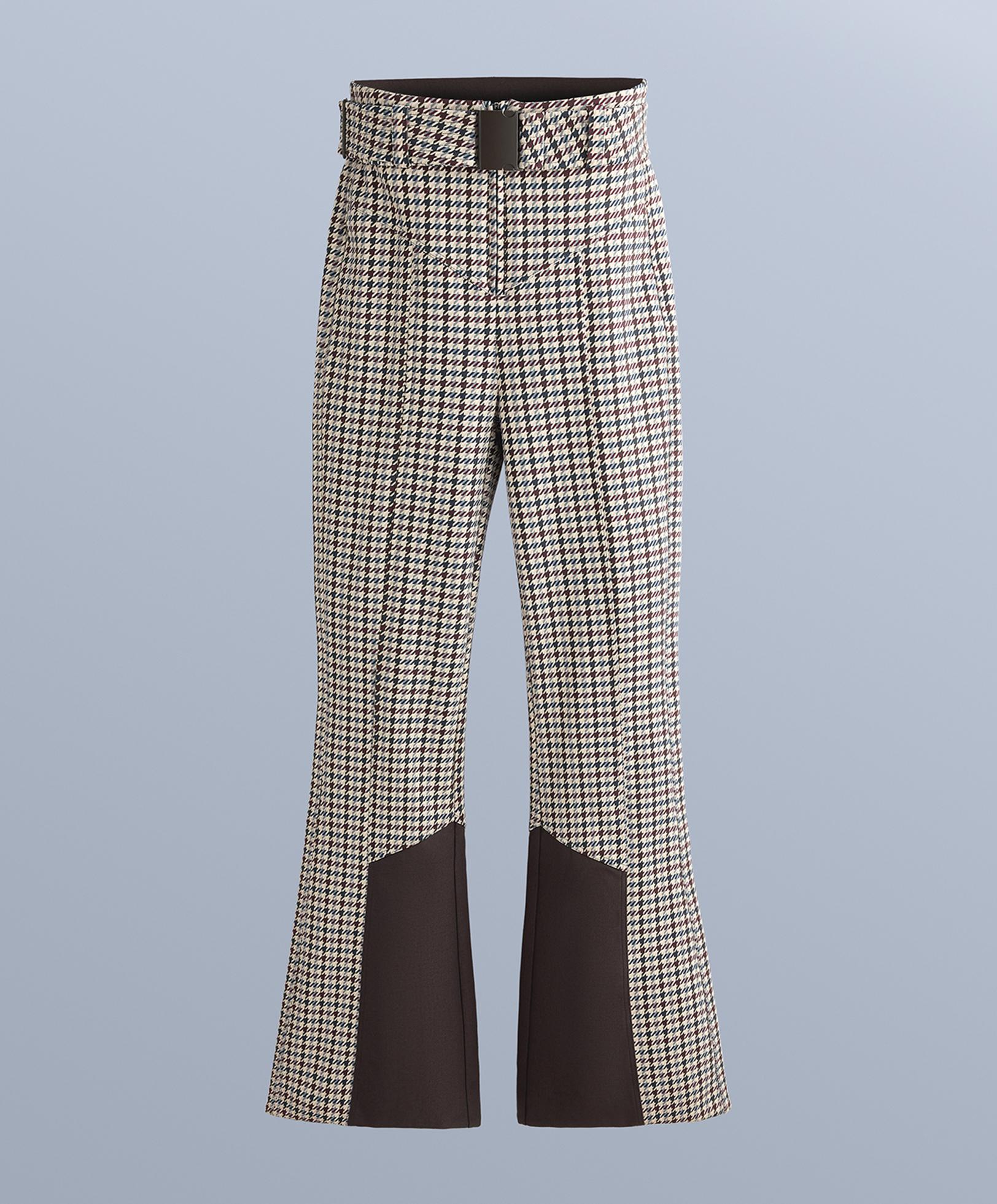 Water-resistant printed high-rise flare stretch SKI trousers — PALE MINK