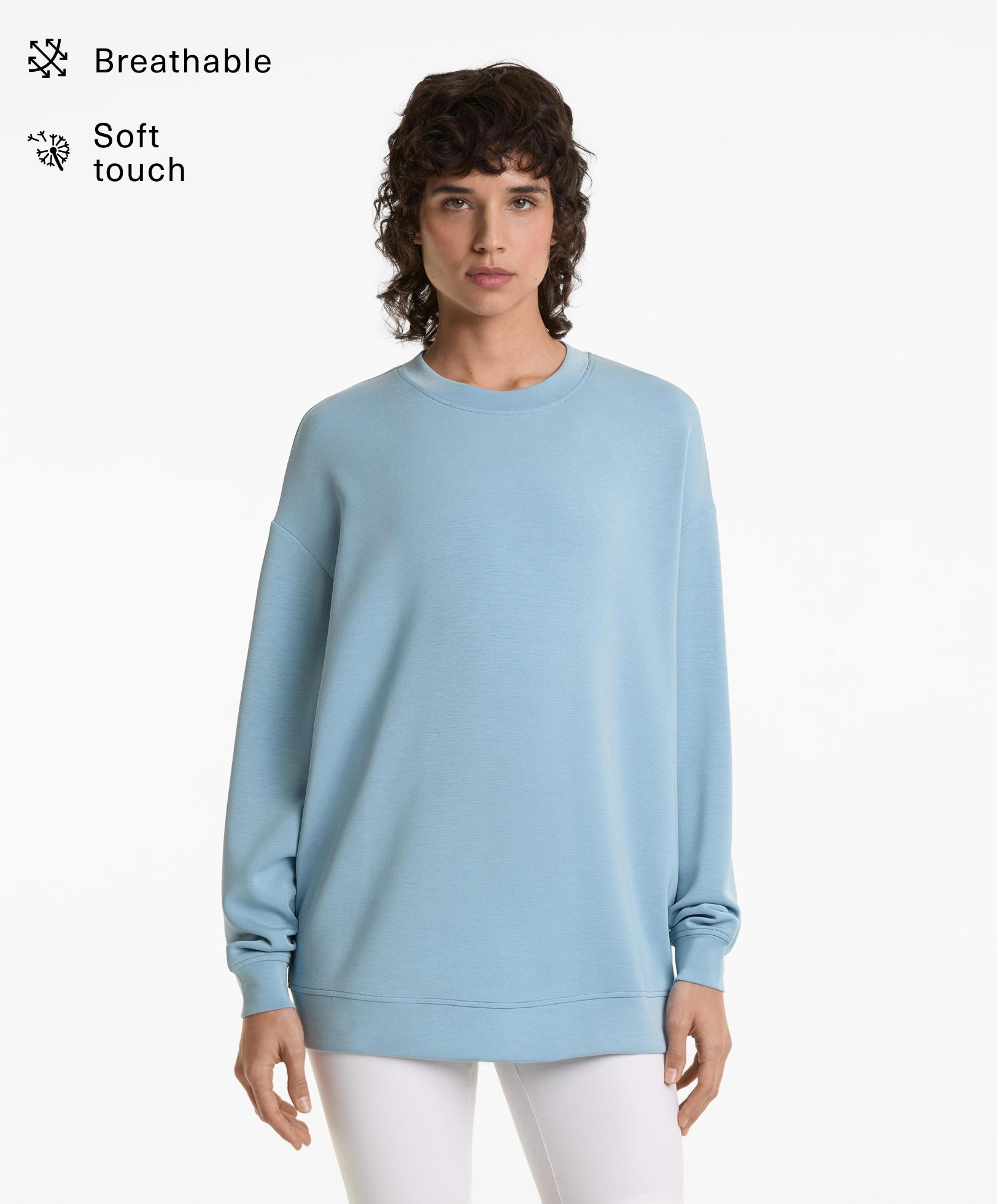 Long soft touch sweatshirt with modal