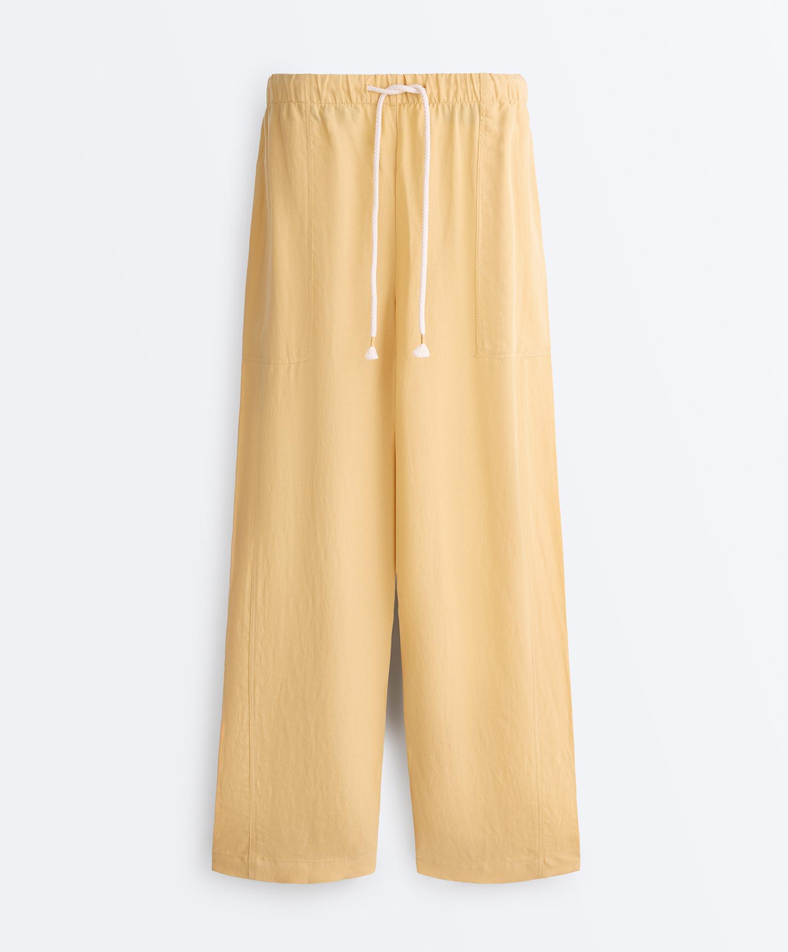 Lyocell blend and 24% linen straight trousers — MID-YELLOW