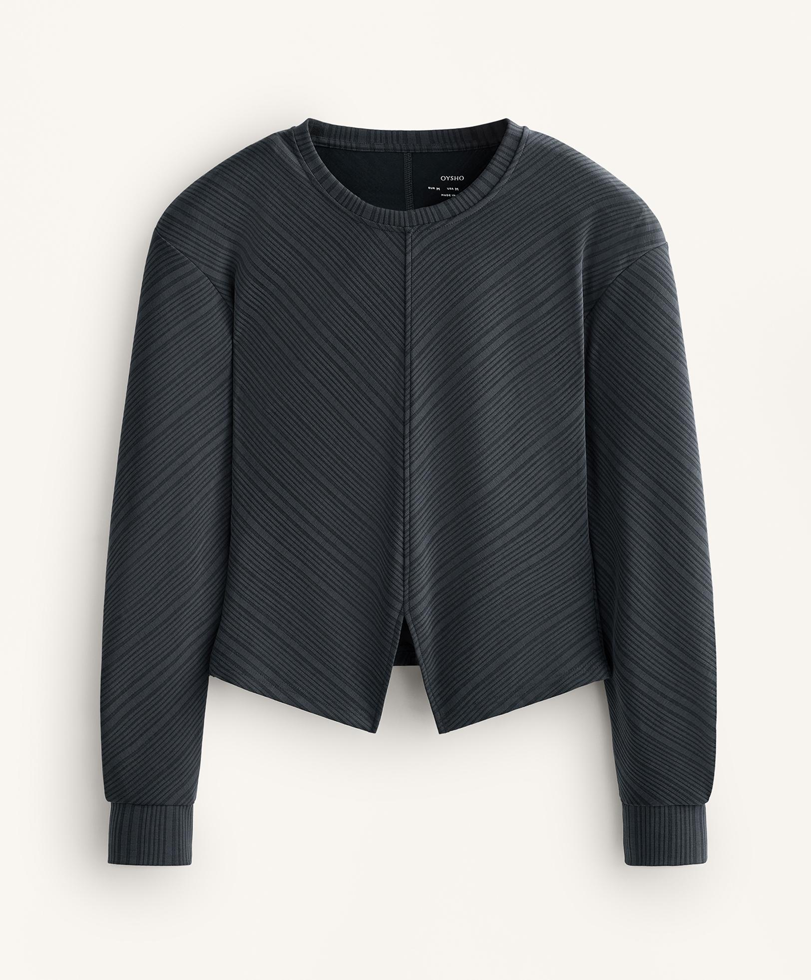 Asymmetric stripe sweatshirt with modal — ASPHALT