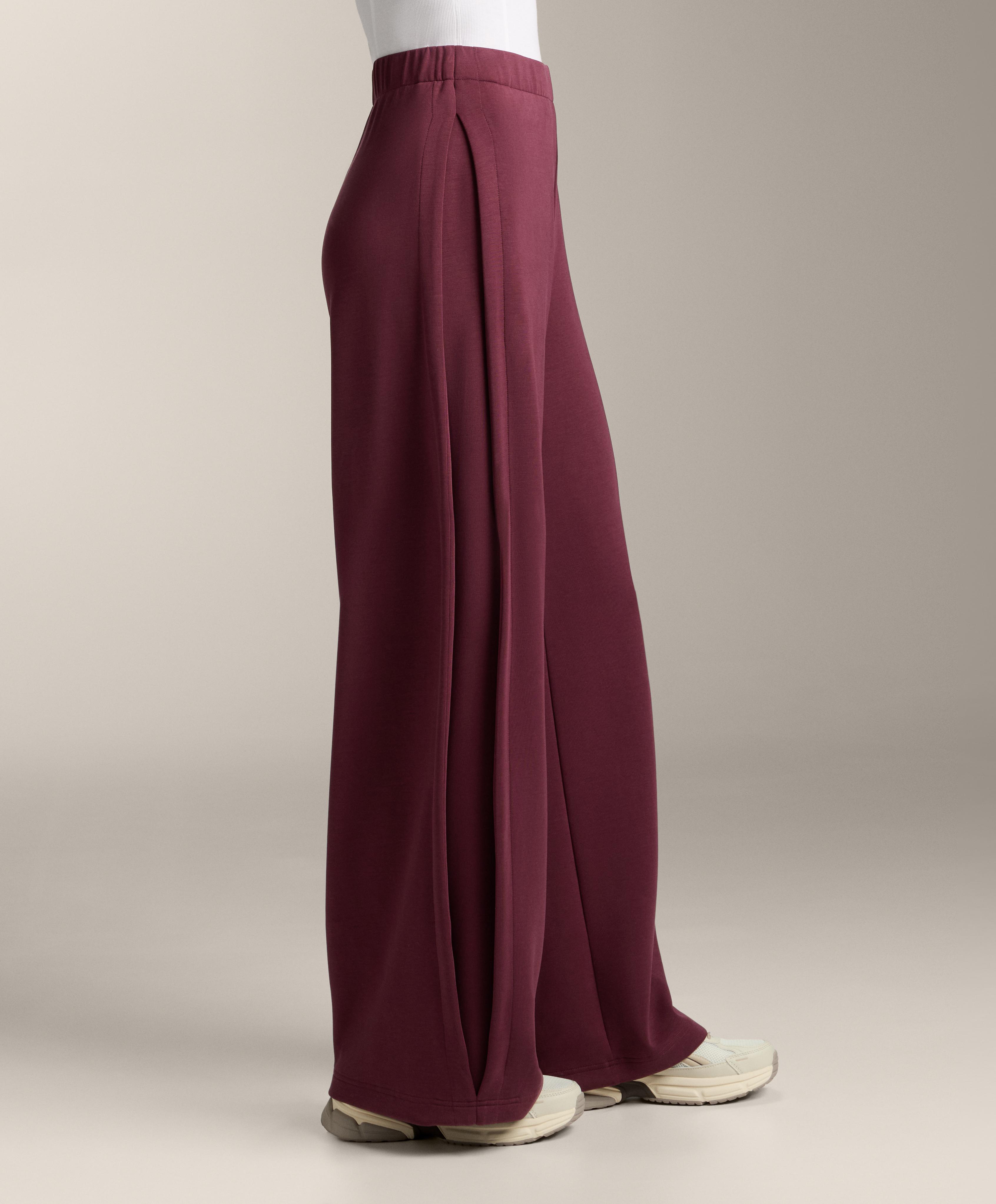 Cocoon trousers with modal side pleat — MAROON