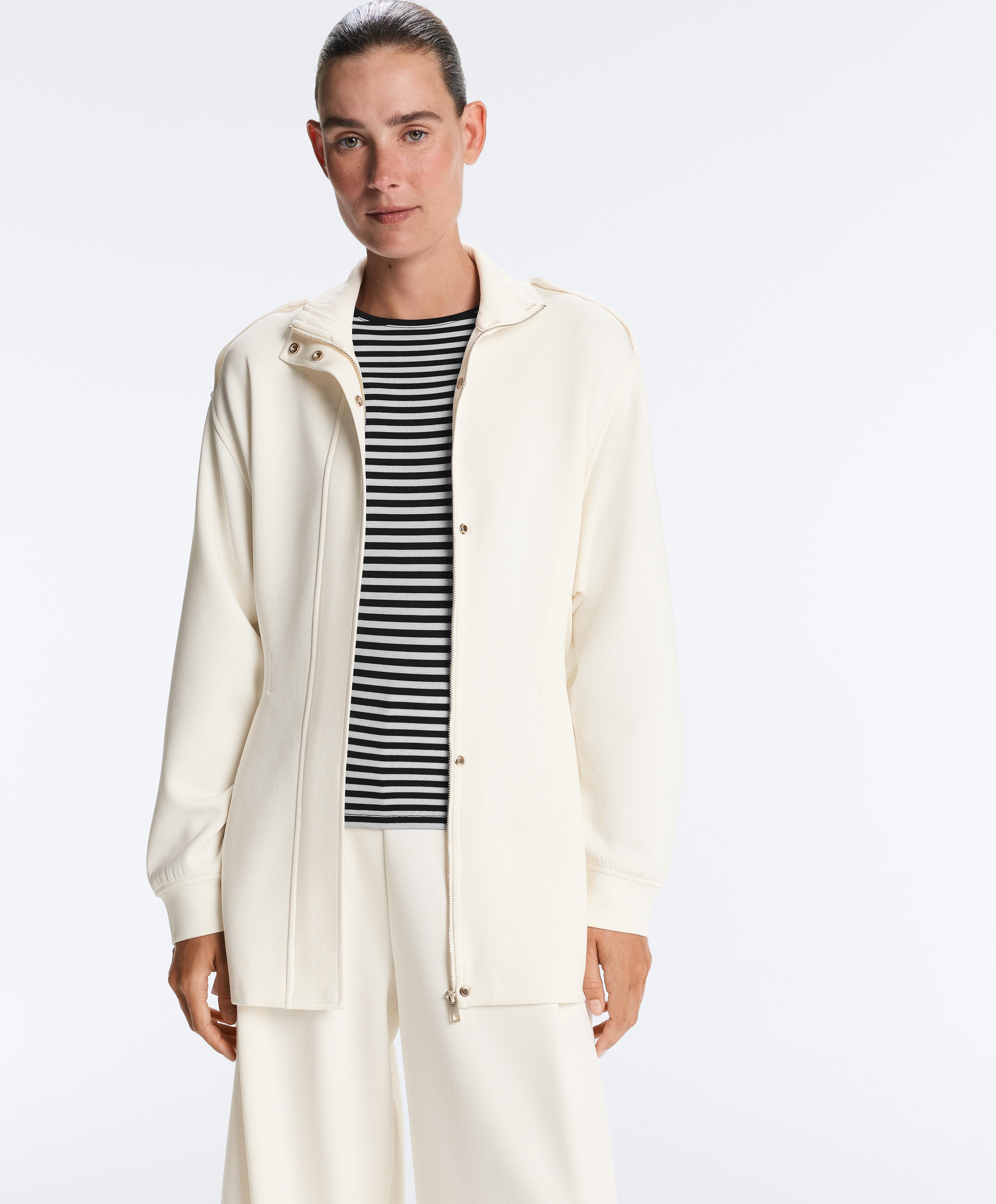 Long Utility jacket with twill belt — PALE ECRU