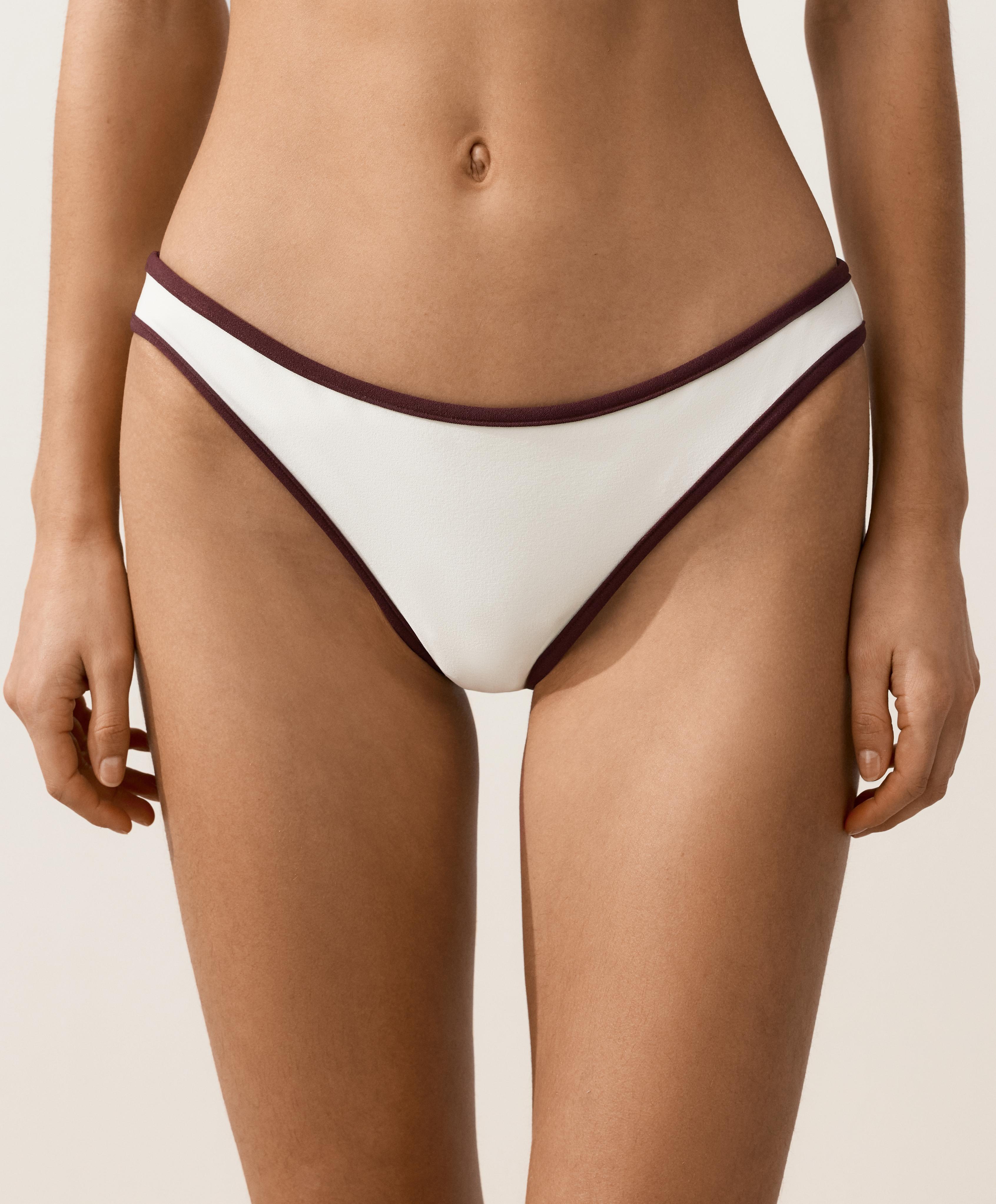 Contrast trim classic bikini briefs — PALE ECRU