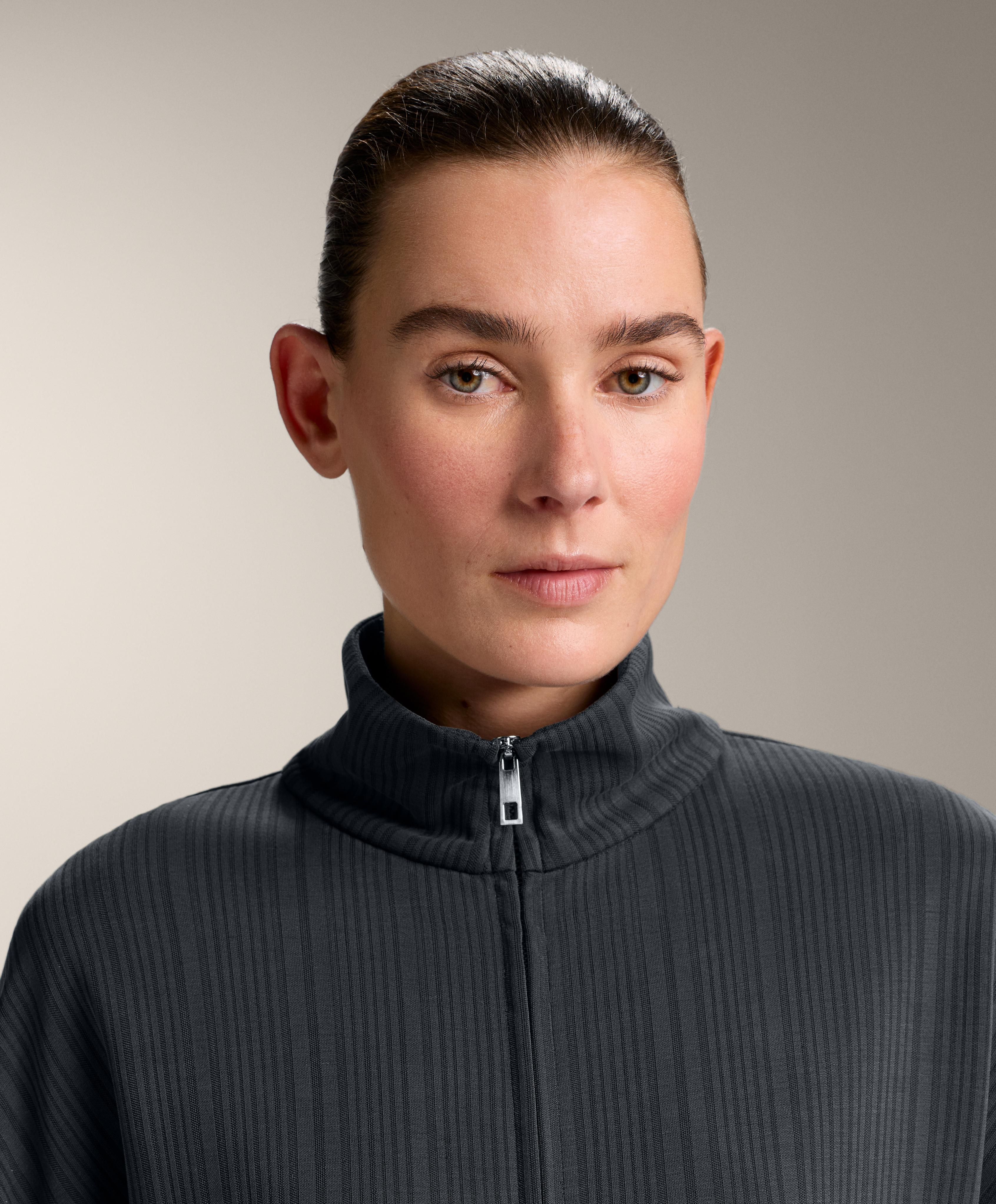 Long asymmetrical stripe jacket with modal — ASPHALT