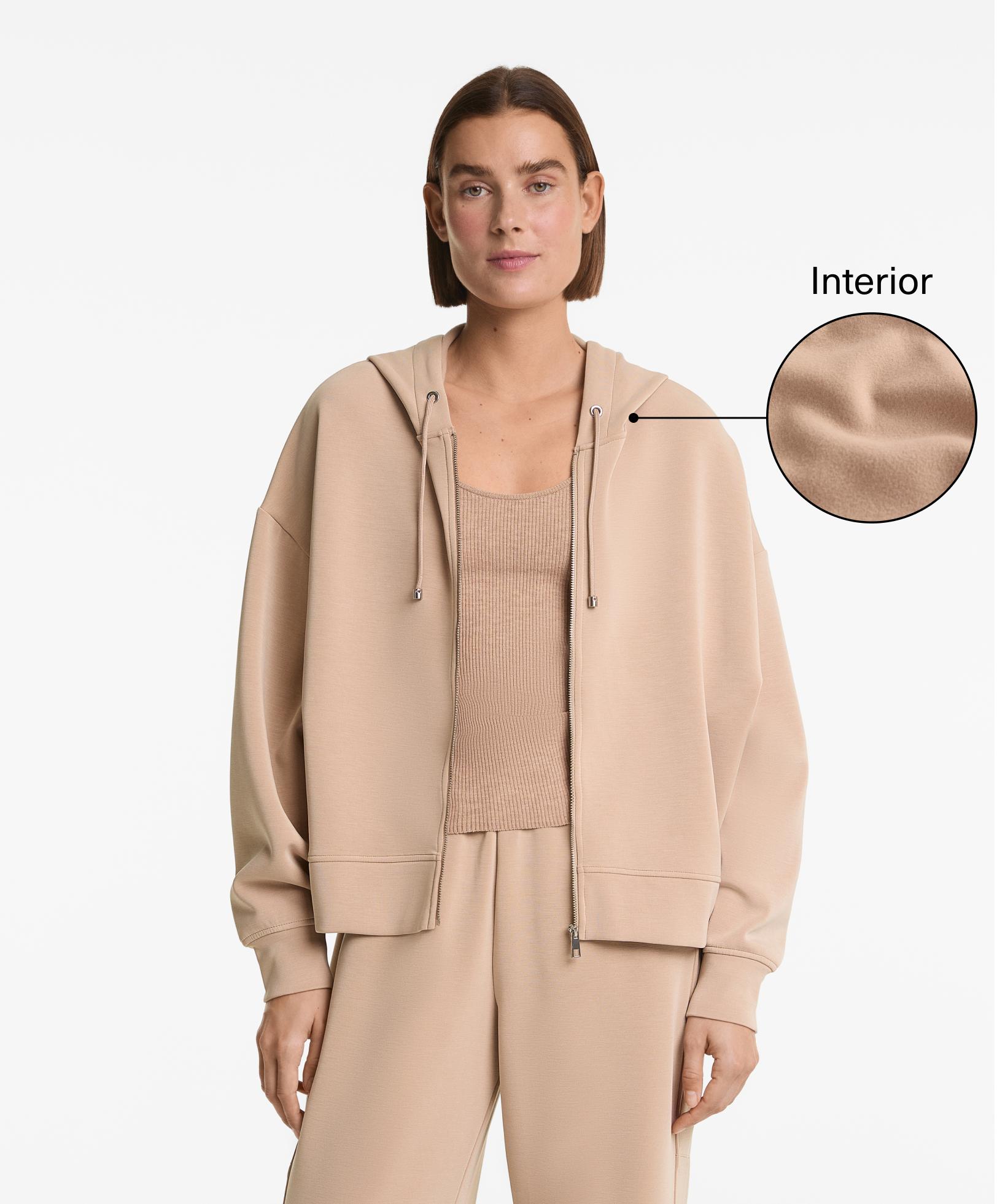 Hooded jacket with soft-touch modal