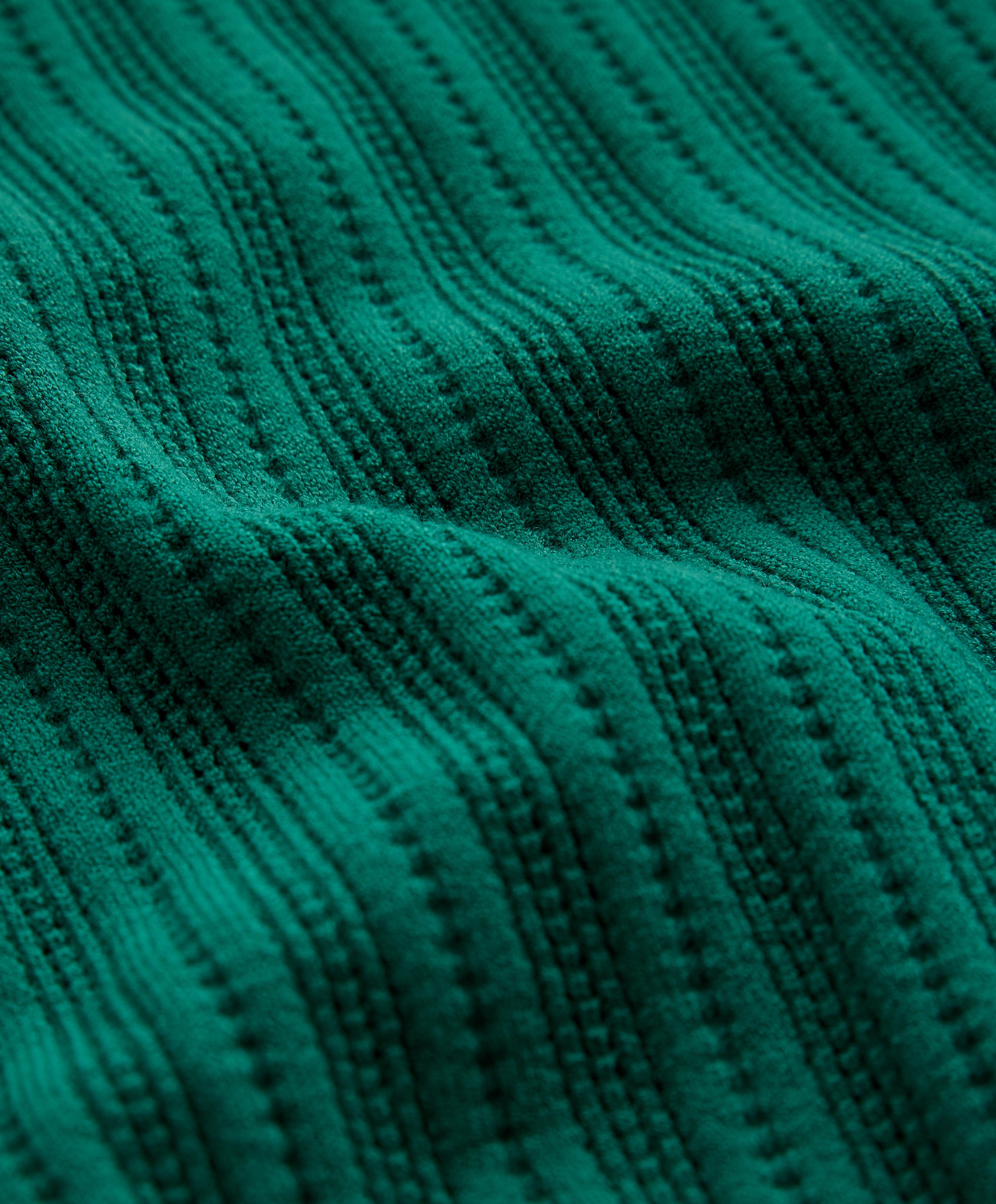 Short sleeve open knit polo shirt — EMERALD GREEN
