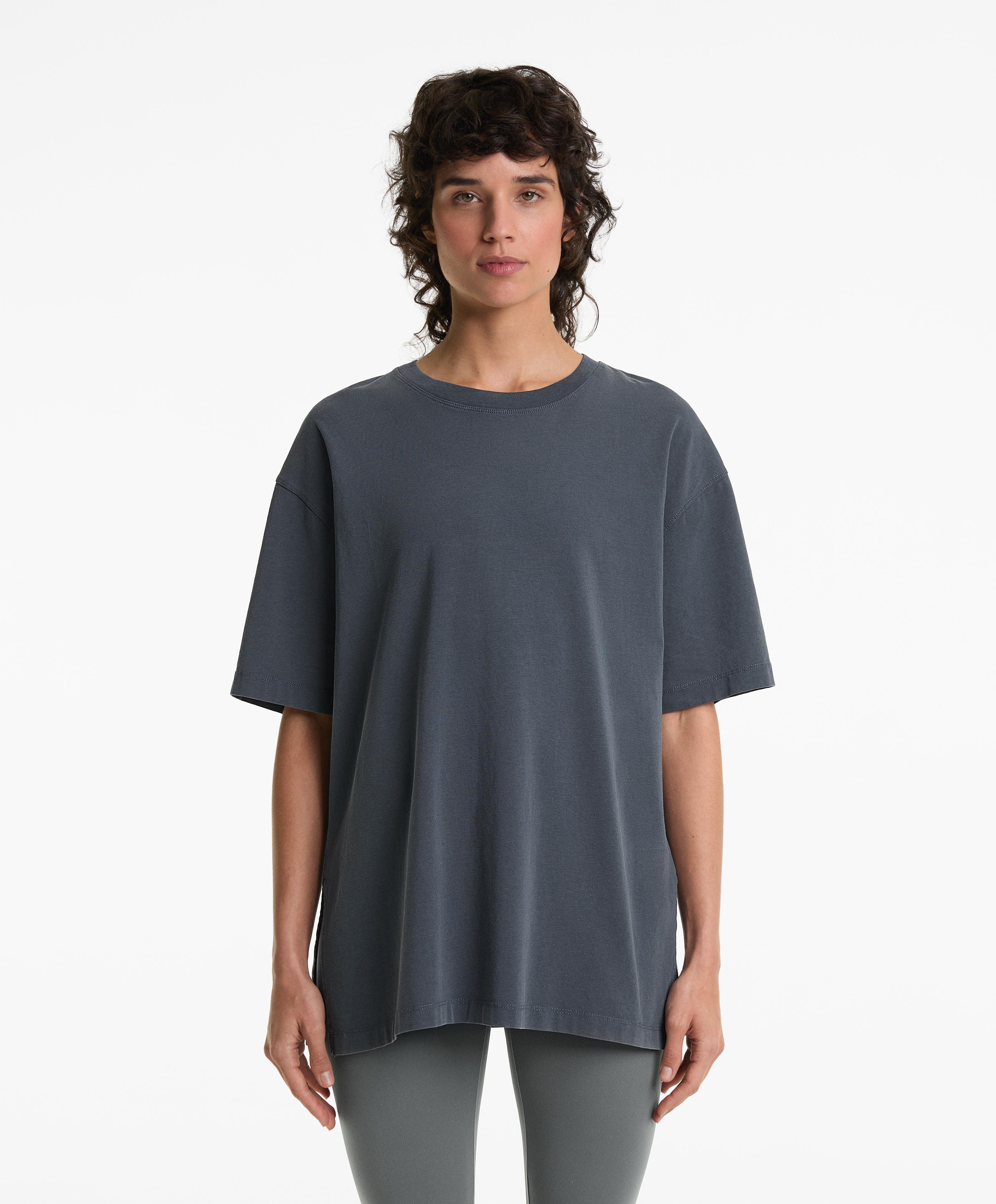 T-shirt de manga curta em mistura de algodão - Saldos T-shirt de manga curta em mistura de algodão - Saldos